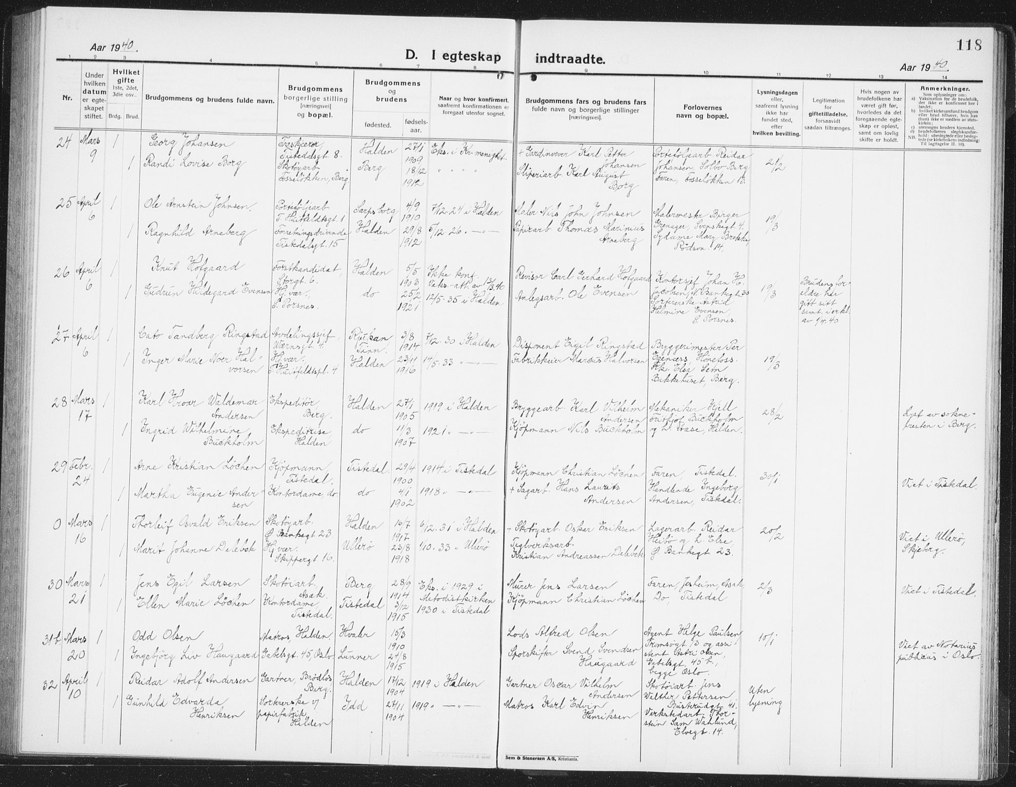 Halden prestekontor Kirkebøker, AV/SAO-A-10909/G/Ga/L0014: Parish register (copy) no. 14, 1925-1943, p. 118