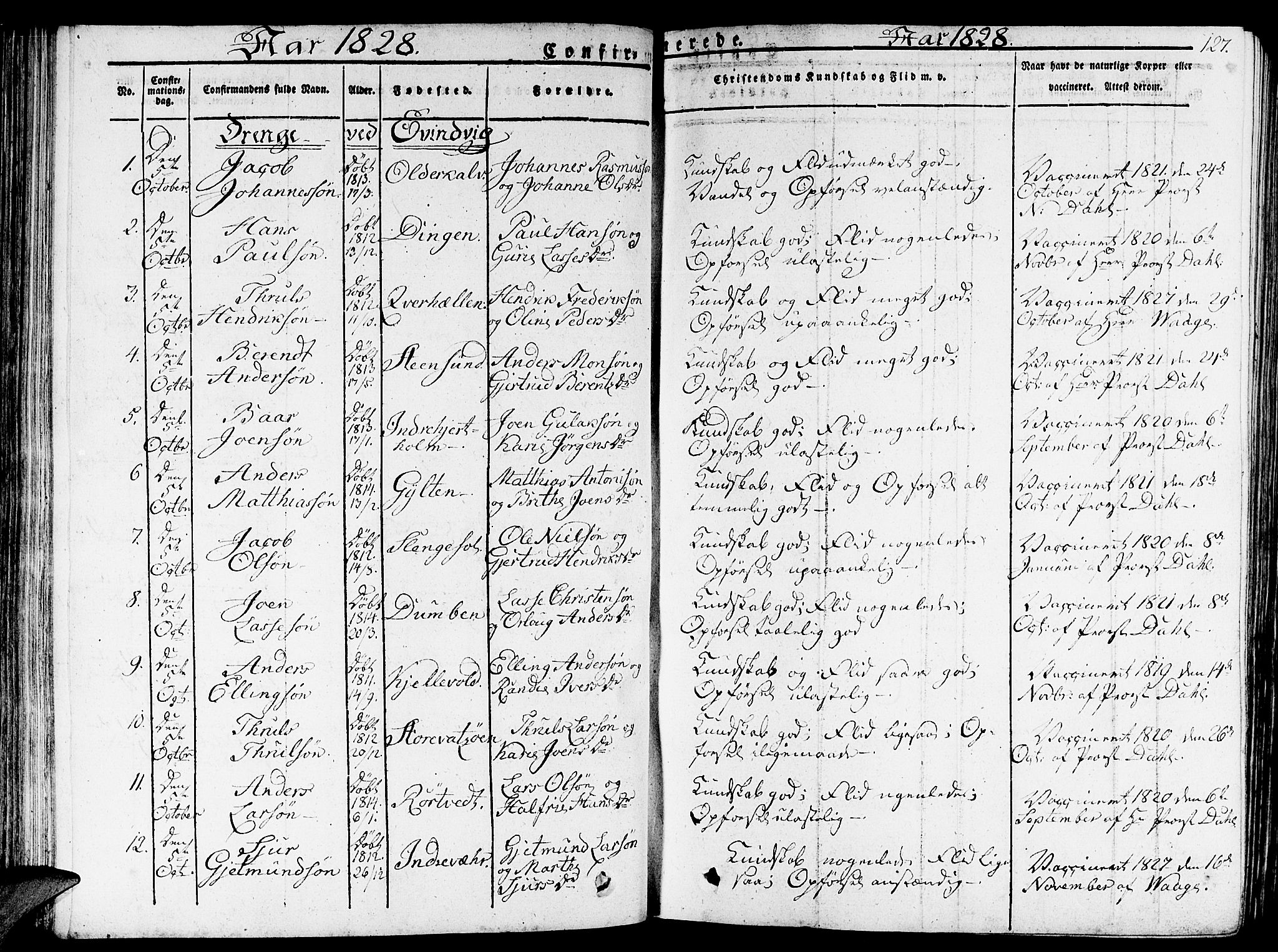 Gulen sokneprestembete, SAB/A-80201/H/Haa/Haaa/L0019: Parish register (official) no. A 19, 1826-1836, p. 127