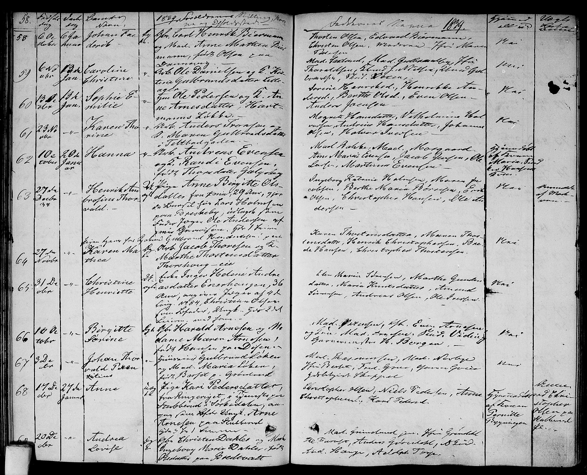 Aker prestekontor kirkebøker, AV/SAO-A-10861/F/L0016: Parish register (official) no. 16, 1827-1841, p. 58