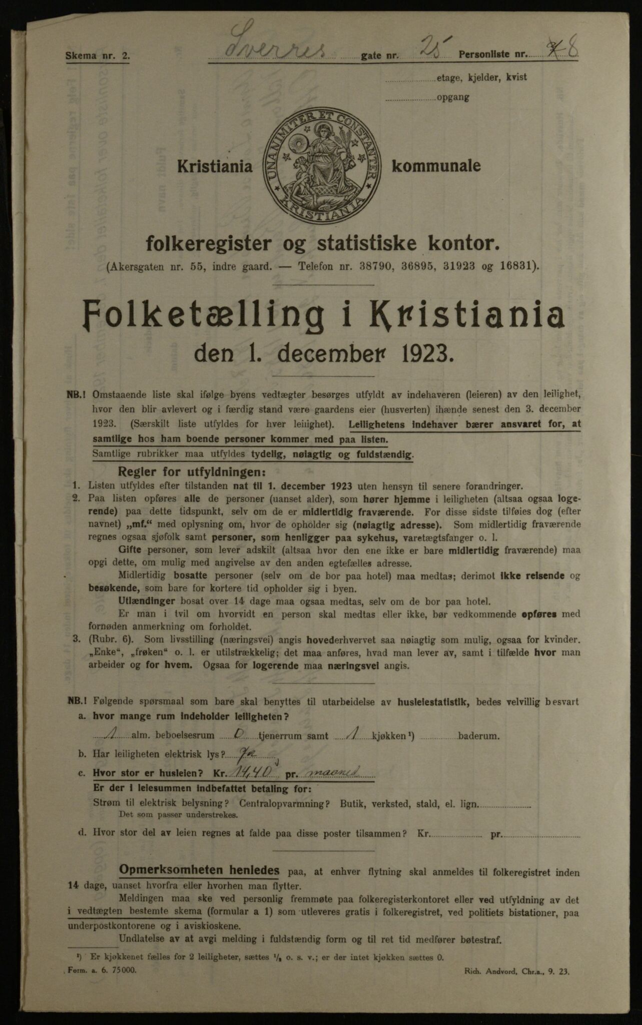 OBA, Municipal Census 1923 for Kristiania, 1923, p. 117491