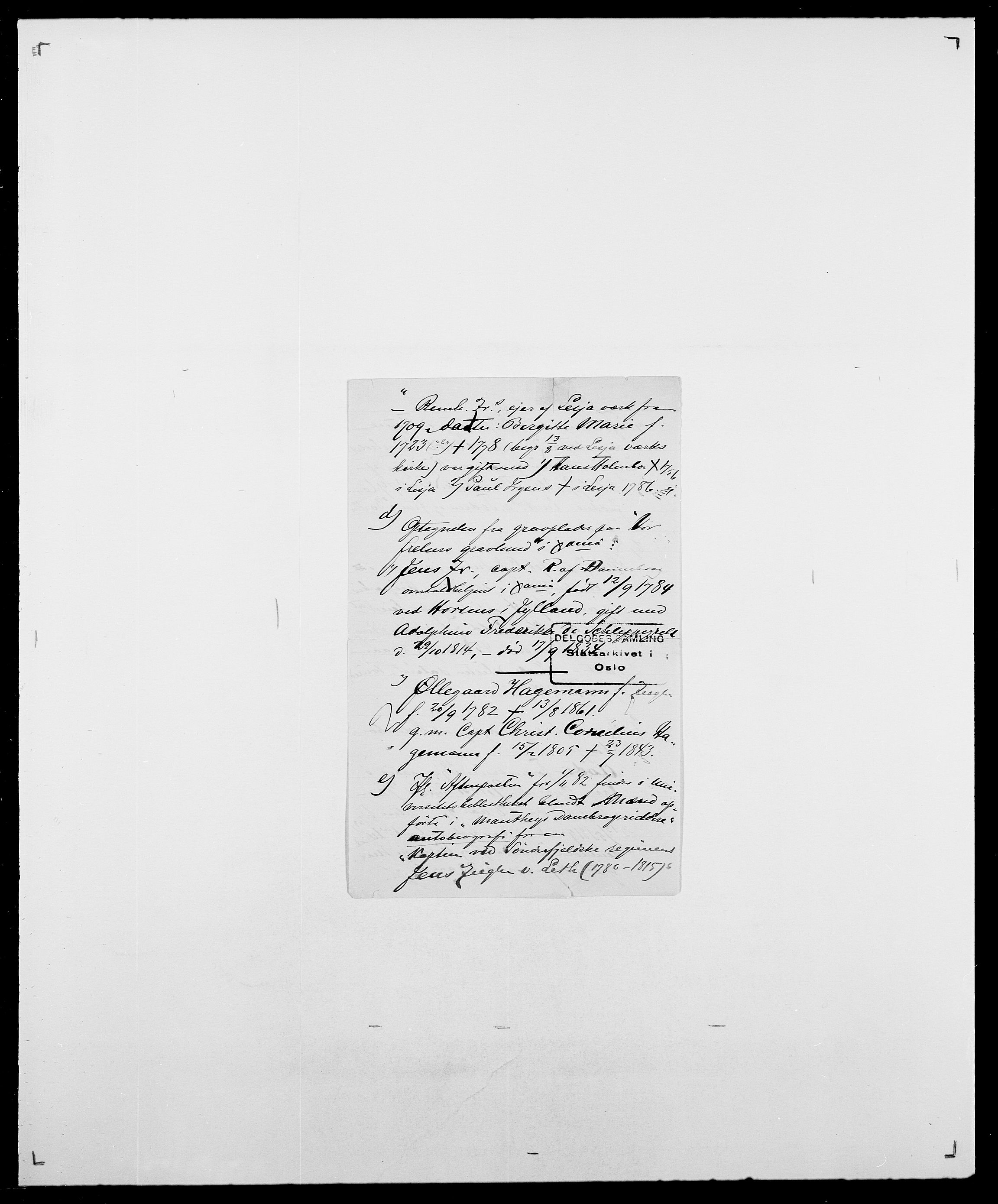 Delgobe, Charles Antoine - samling, AV/SAO-PAO-0038/D/Da/L0043: Wulfsberg - v. Zanten, p. 129