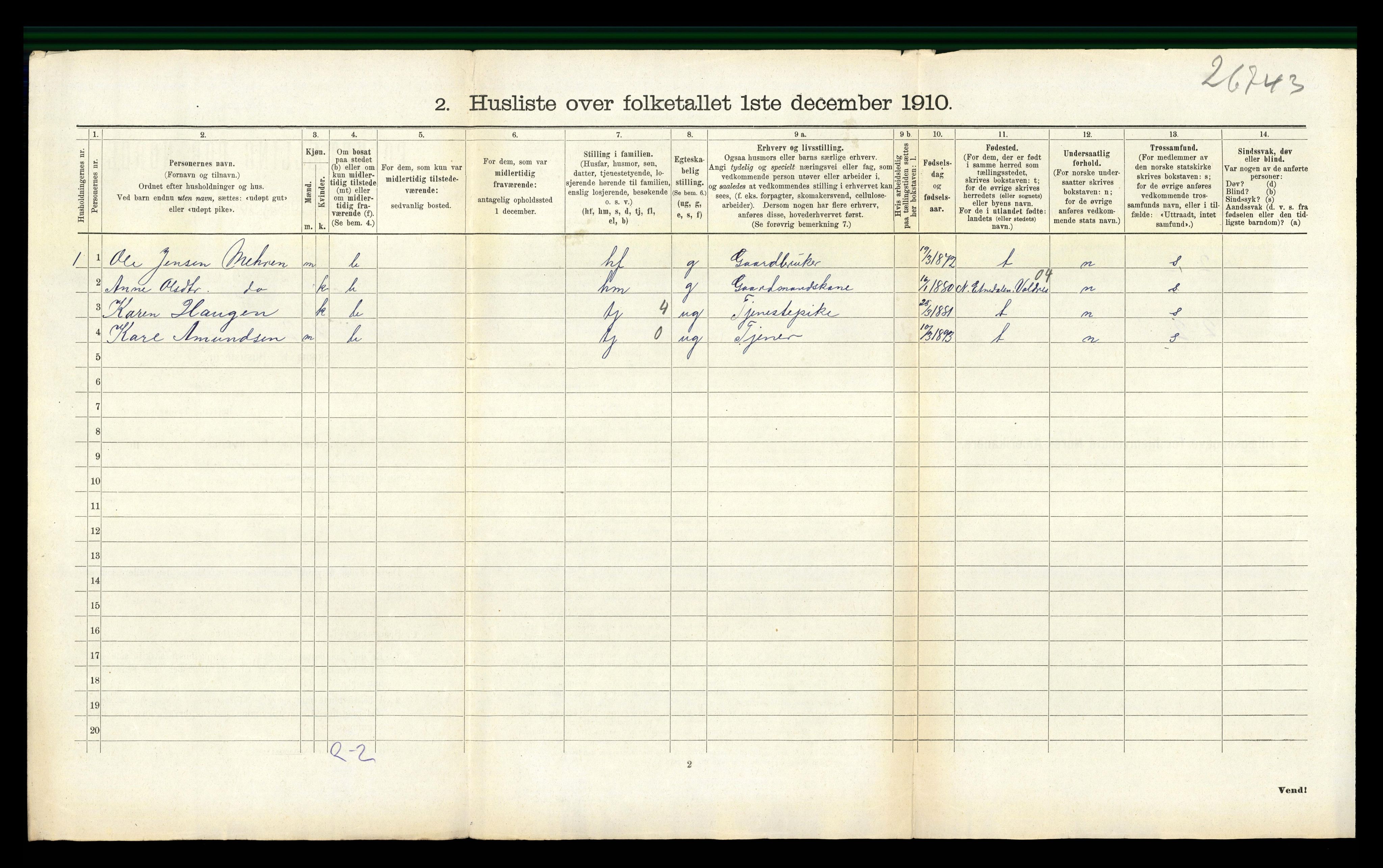 RA, 1910 census for Lier, 1910, p. 1137