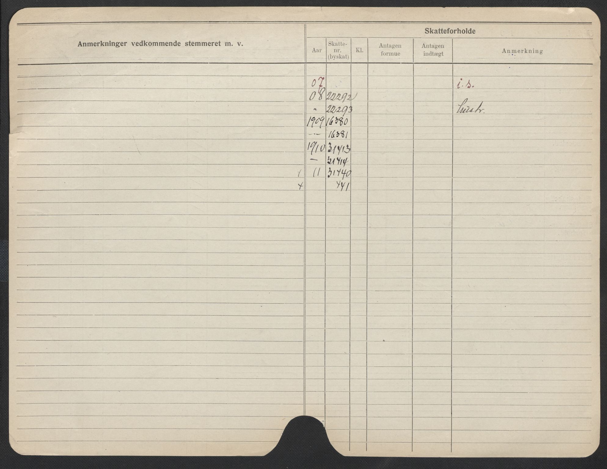 Oslo folkeregister, Registerkort, AV/SAO-A-11715/F/Fa/Fac/L0011: Menn, 1906-1914, p. 828b