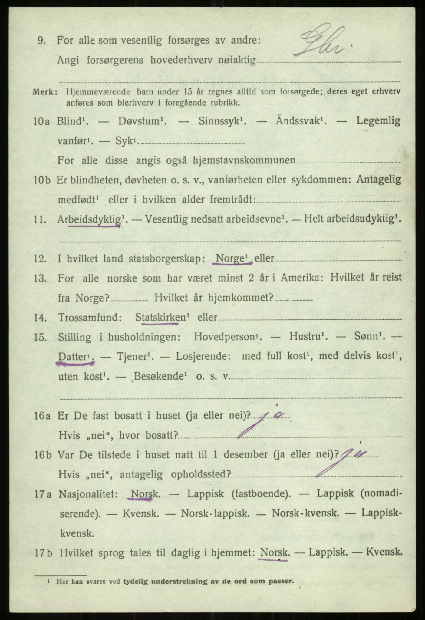 SATØ, 1920 census for Helgøy, 1920, p. 1592