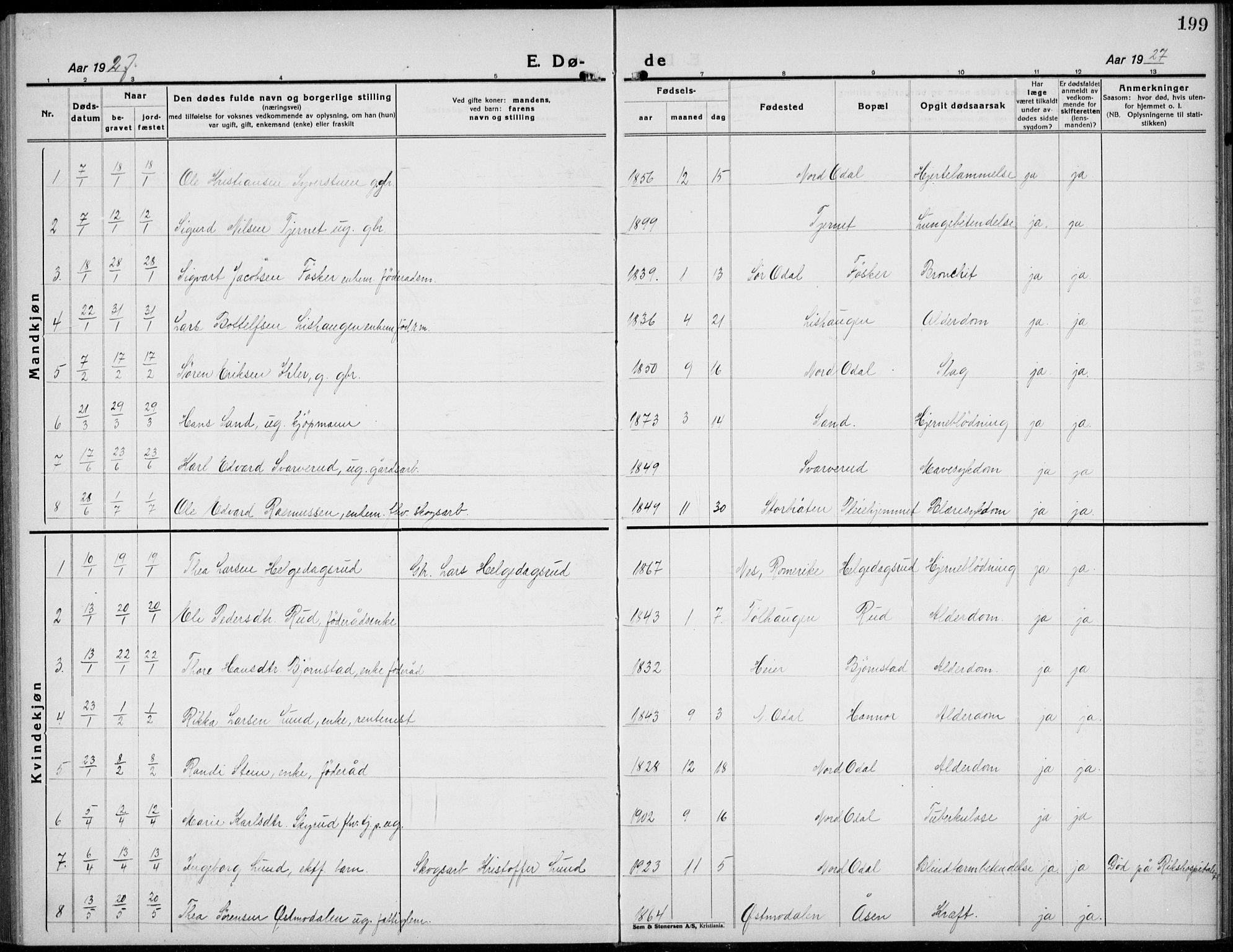 Nord-Odal prestekontor, SAH/PREST-032/H/Ha/Hab/L0005: Parish register (copy) no. 5, 1924-1938, p. 199