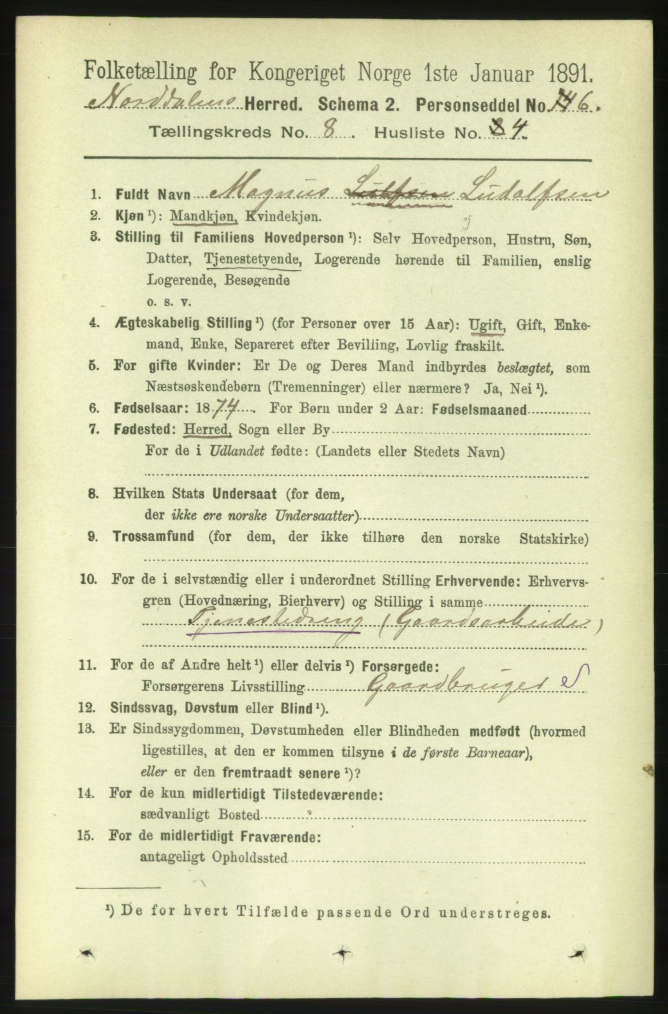 RA, 1891 census for 1524 Norddal, 1891, p. 1570