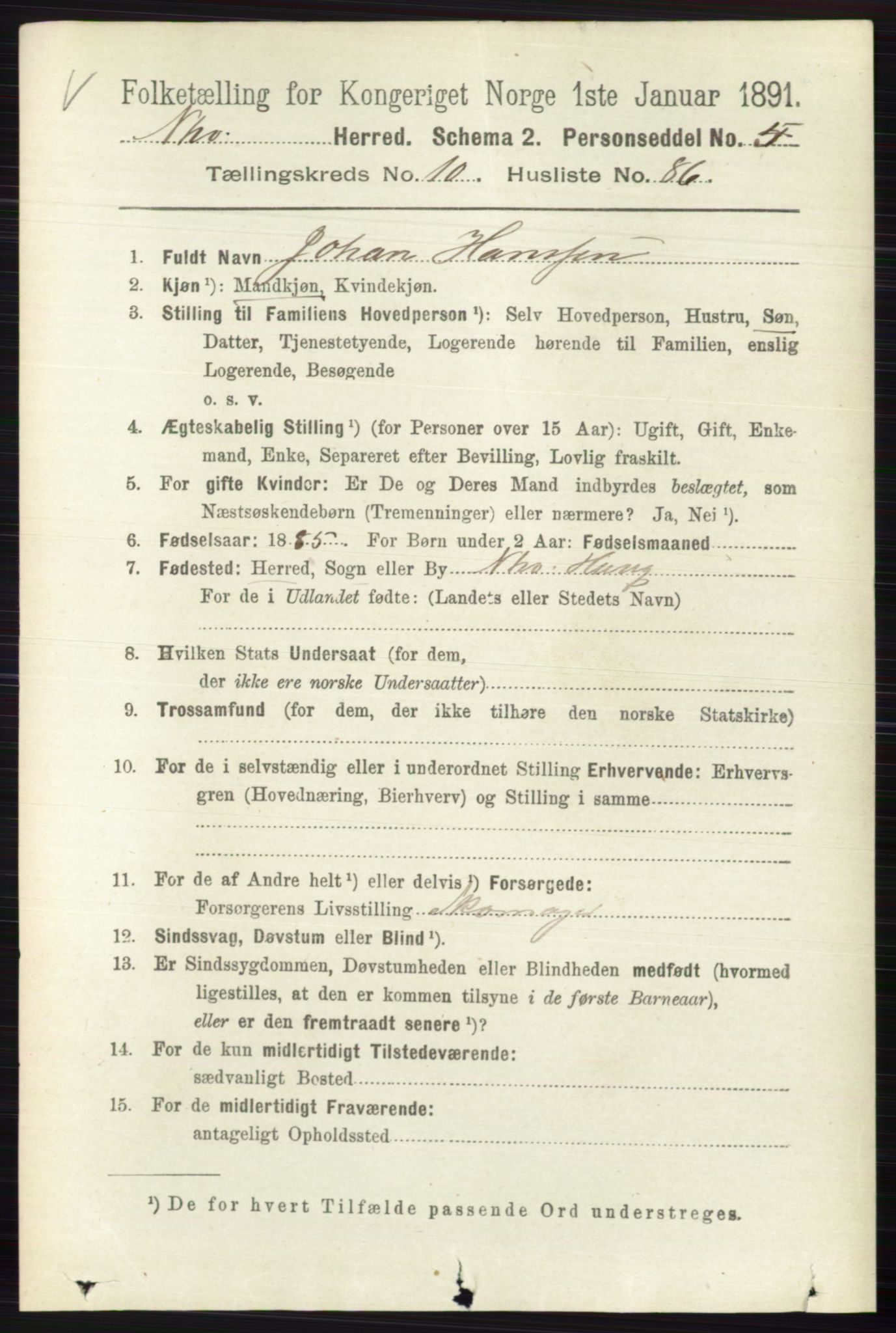 RA, 1891 census for 0613 Norderhov, 1891, p. 7987