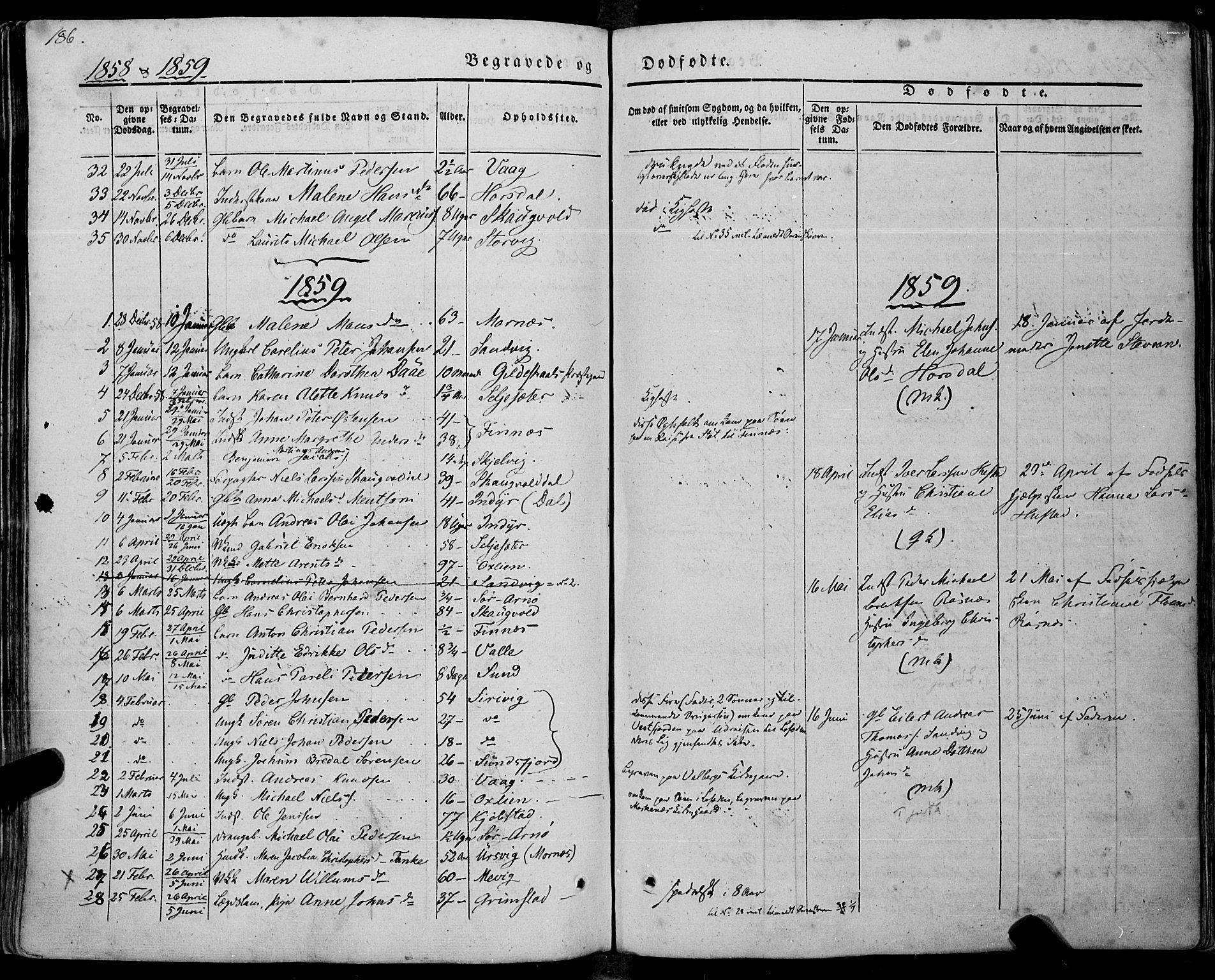 Ministerialprotokoller, klokkerbøker og fødselsregistre - Nordland, AV/SAT-A-1459/805/L0097: Parish register (official) no. 805A04, 1837-1861, p. 186