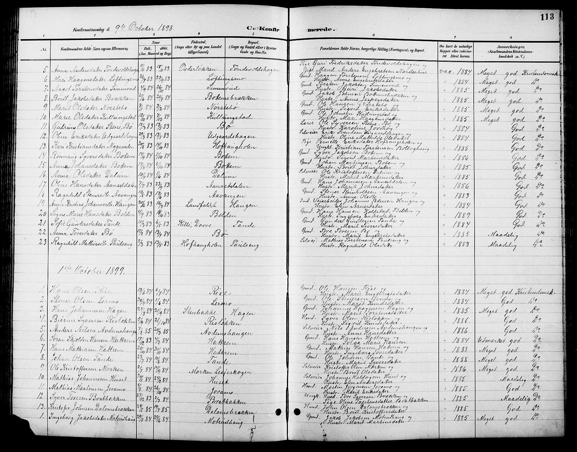 Lesja prestekontor, SAH/PREST-068/H/Ha/Hab/L0007: Parish register (copy) no. 7, 1895-1919, p. 113