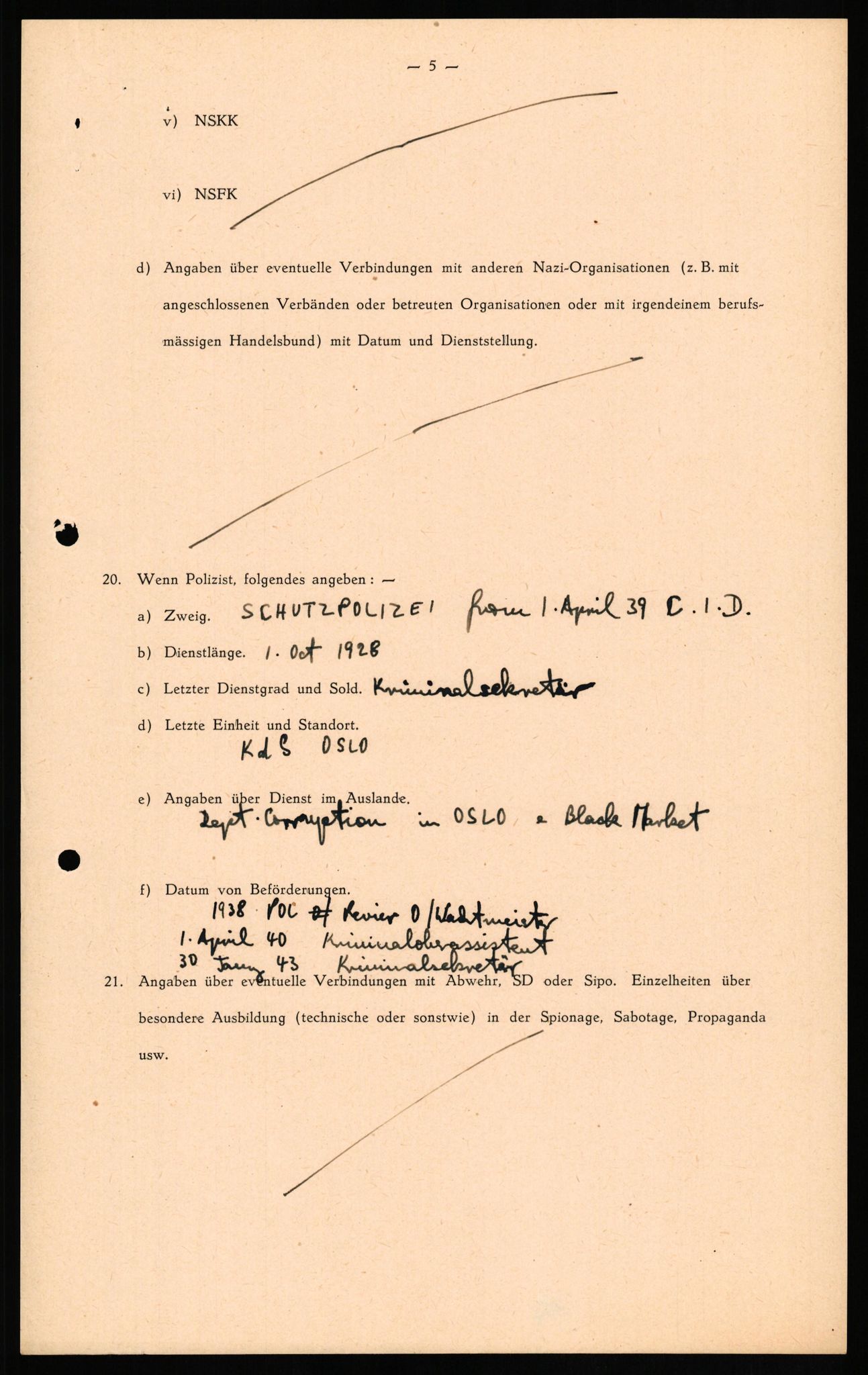 Forsvaret, Forsvarets overkommando II, AV/RA-RAFA-3915/D/Db/L0020: CI Questionaires. Tyske okkupasjonsstyrker i Norge. Tyskere., 1945-1946, p. 144