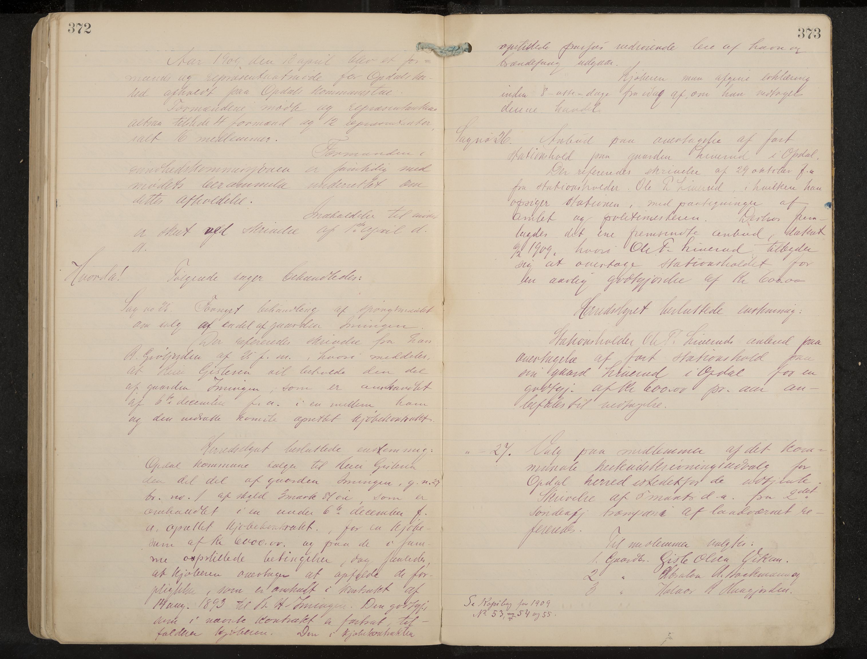 Uvdal formannskap og sentraladministrasjon, IKAK/0634021/A/Aa/L0001: Møtebok, 1901-1909, p. 372-373