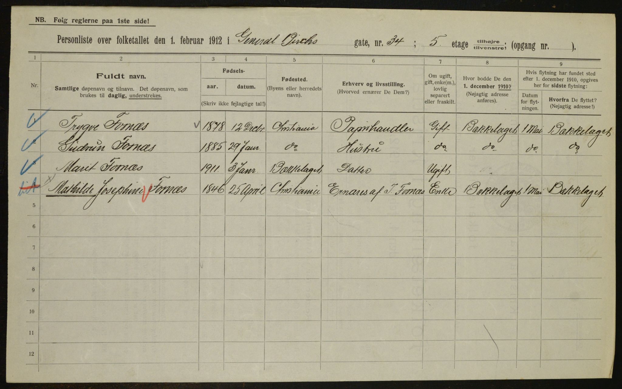 OBA, Municipal Census 1912 for Kristiania, 1912, p. 28988