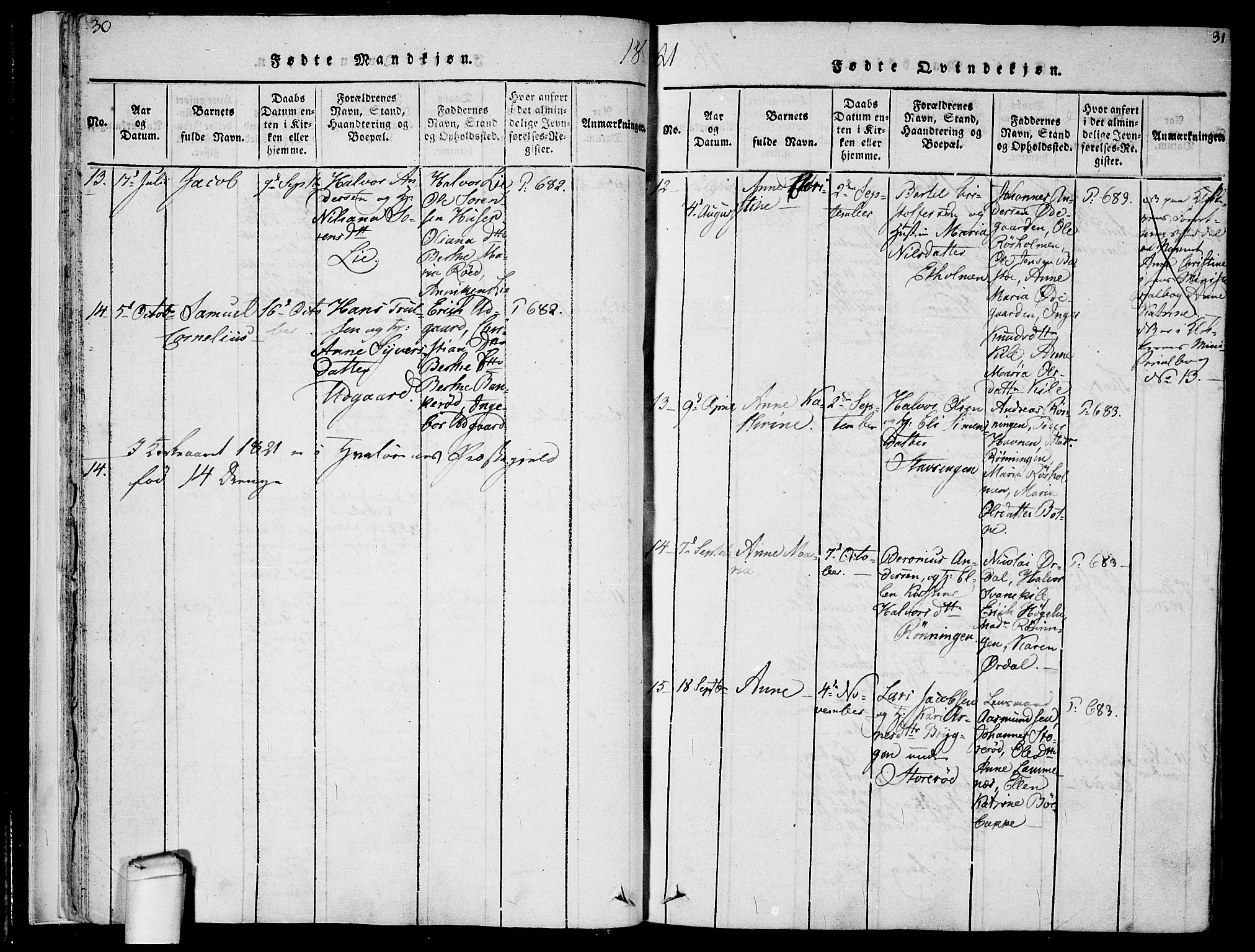 Hvaler prestekontor Kirkebøker, SAO/A-2001/F/Fa/L0005: Parish register (official) no. I 5, 1816-1845, p. 30-31