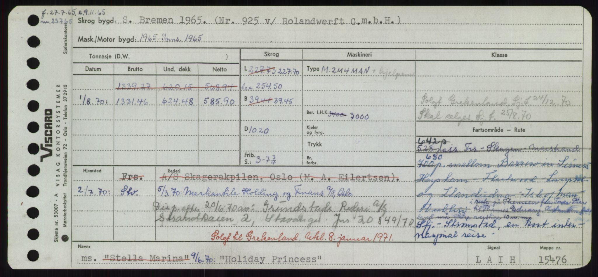 Sjøfartsdirektoratet med forløpere, Skipsmålingen, RA/S-1627/H/Hd/L0017: Fartøy, Holi-Hå, p. 1