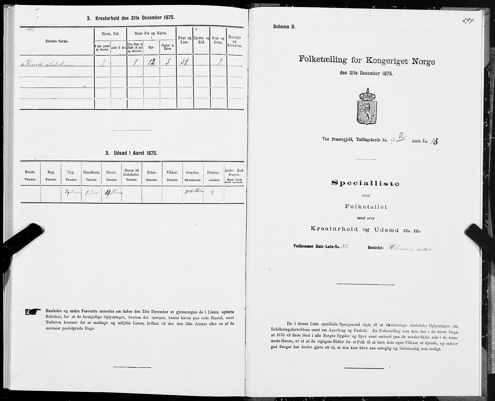 SAT, 1875 census for 1541P Veøy, 1875, p. 2298