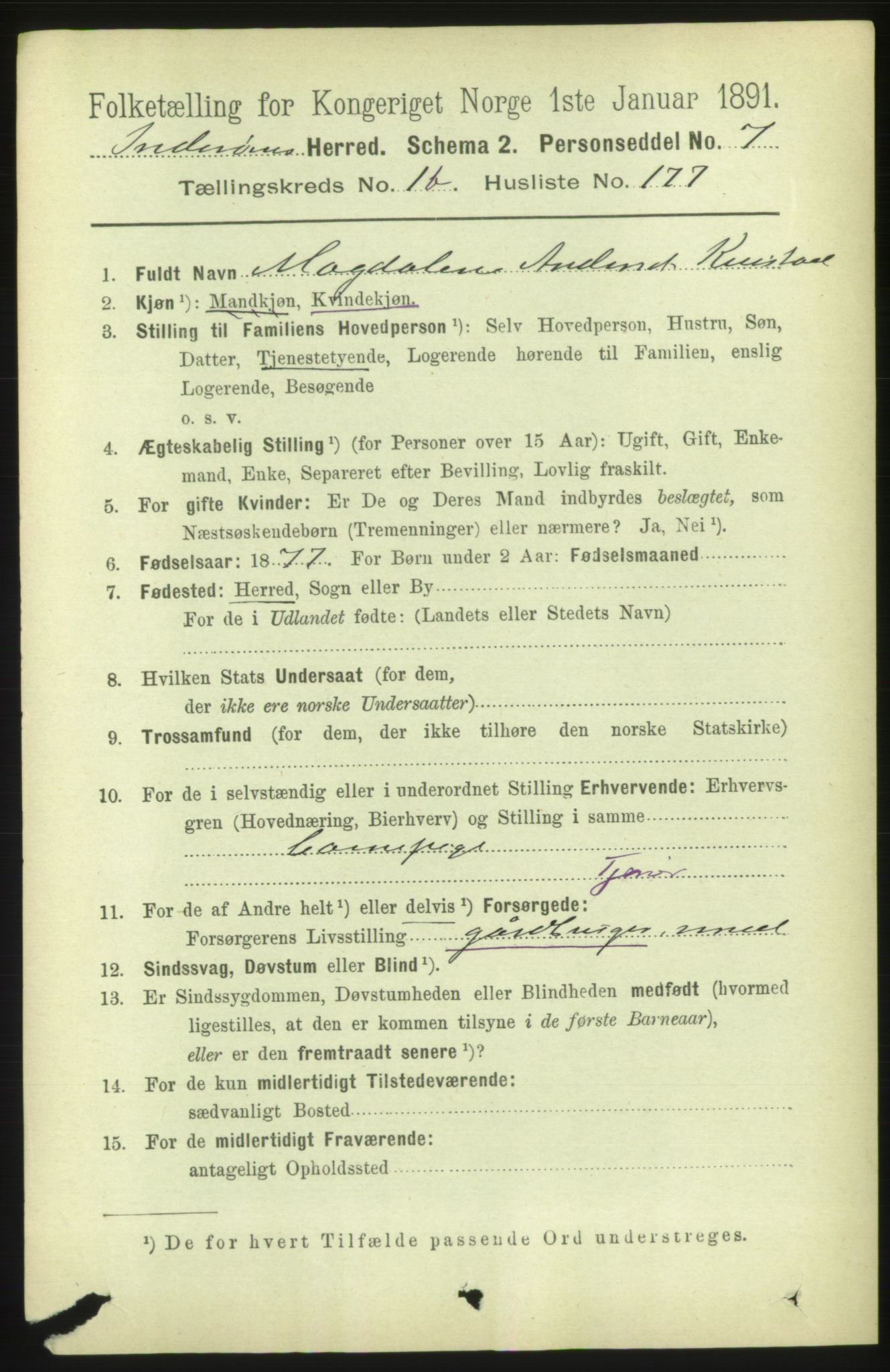 RA, 1891 census for 1729 Inderøy, 1891, p. 1178