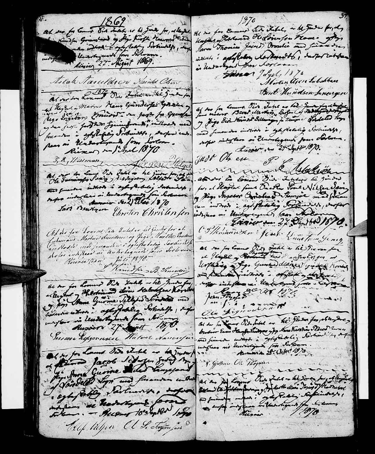 Risør sokneprestkontor, SAK/1111-0035/F/Fb/L0003: Parish register (copy) no. B 3 /1, 1812-1874, p. 37