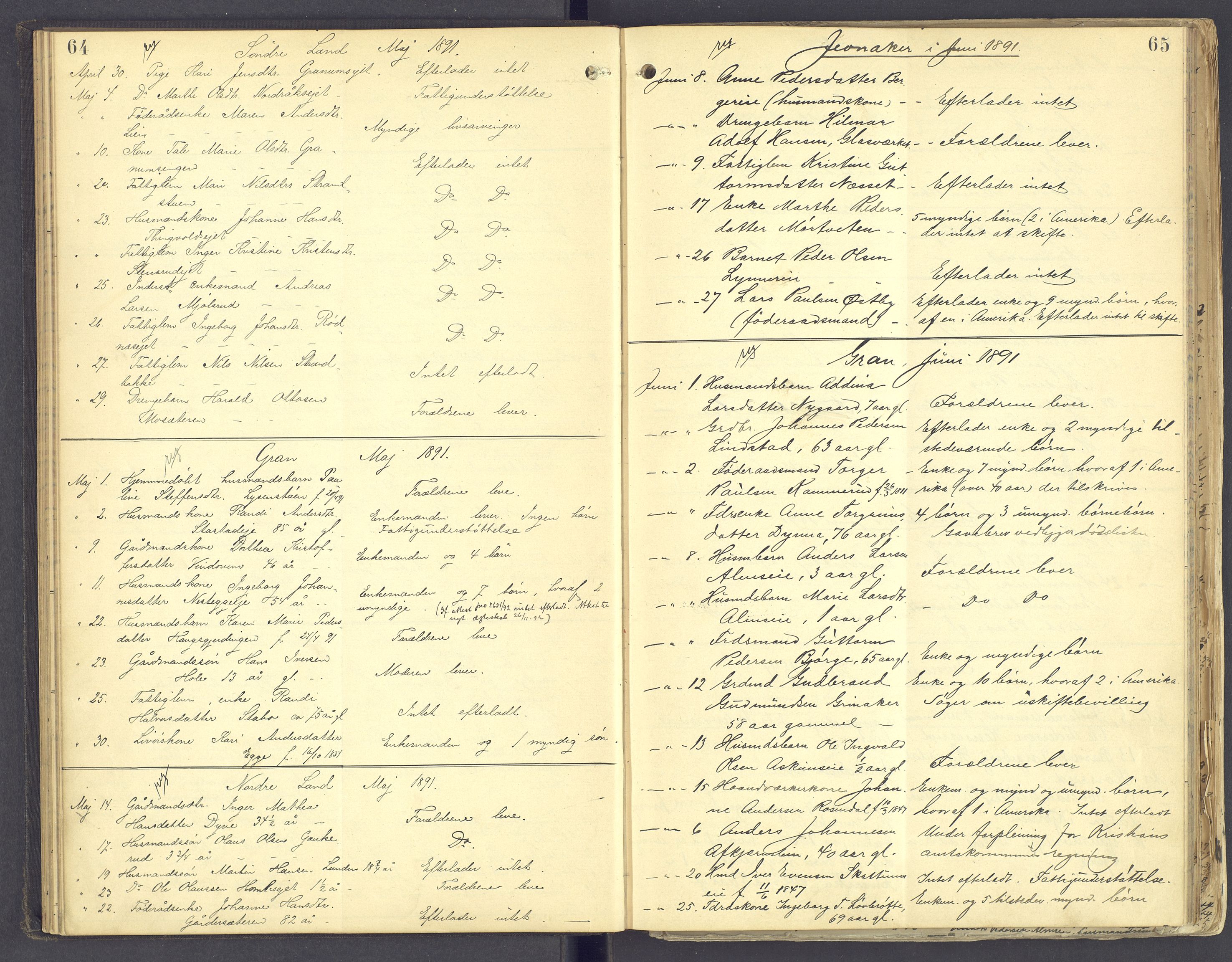 Hadeland og Land tingrett, AV/SAH-TING-010/J/Jg/L0006: Dødsfallsprotokoll, 1886-1896, p. 64-65