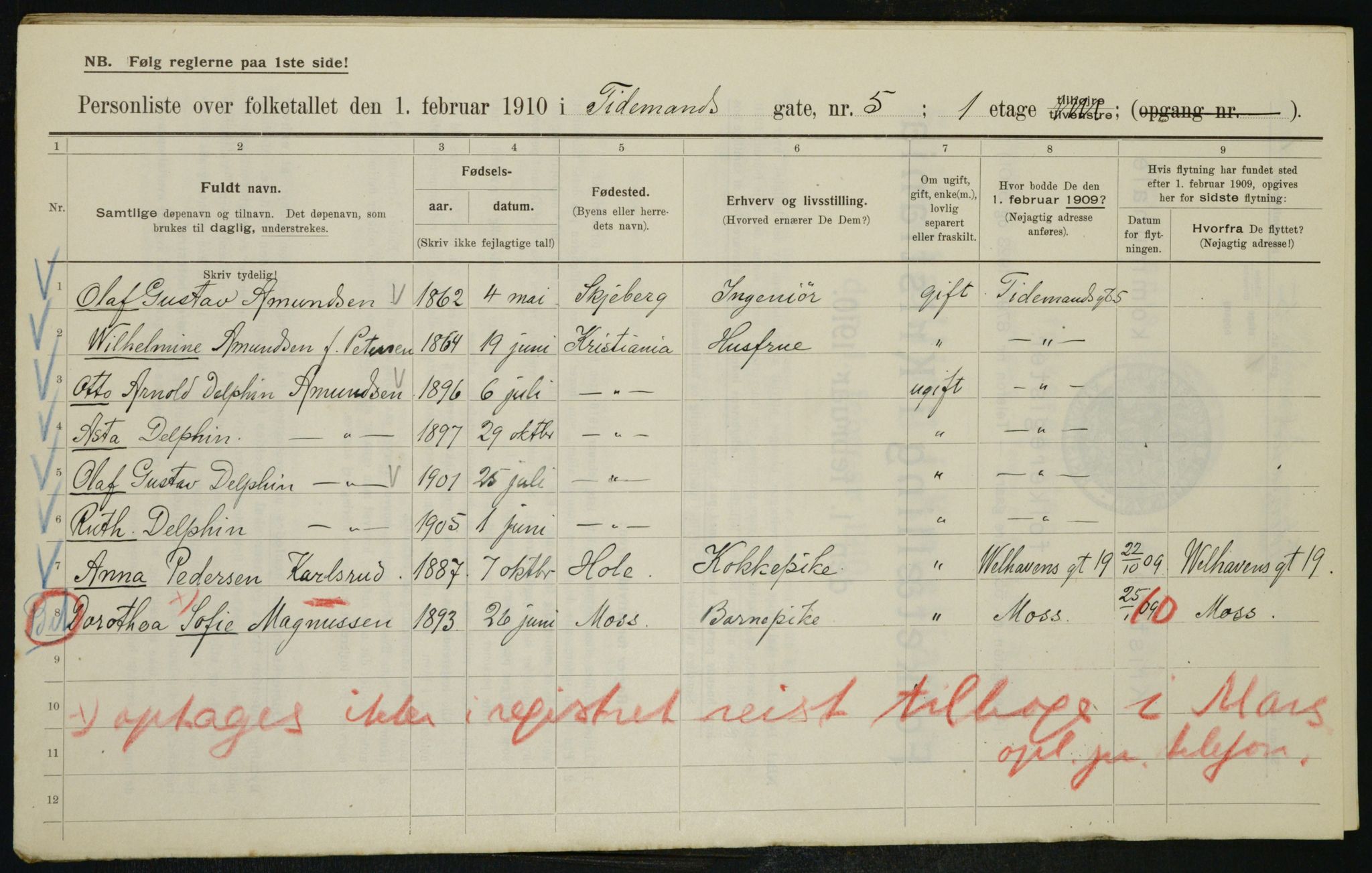 OBA, Municipal Census 1910 for Kristiania, 1910, p. 105706