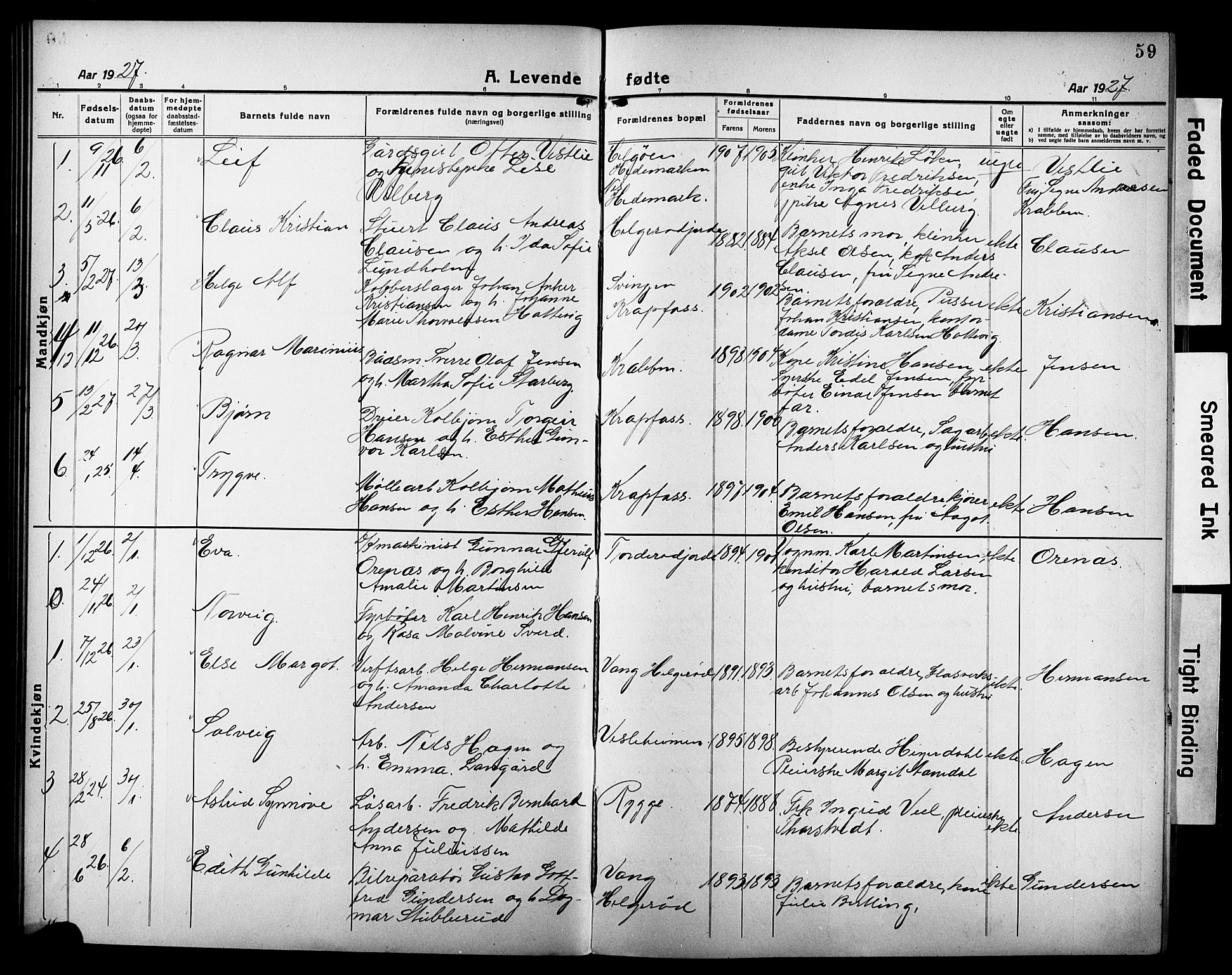 Moss prestekontor Kirkebøker, AV/SAO-A-2003/G/Gb/L0004: Parish register (copy) no. II 4, 1920-1932, p. 59