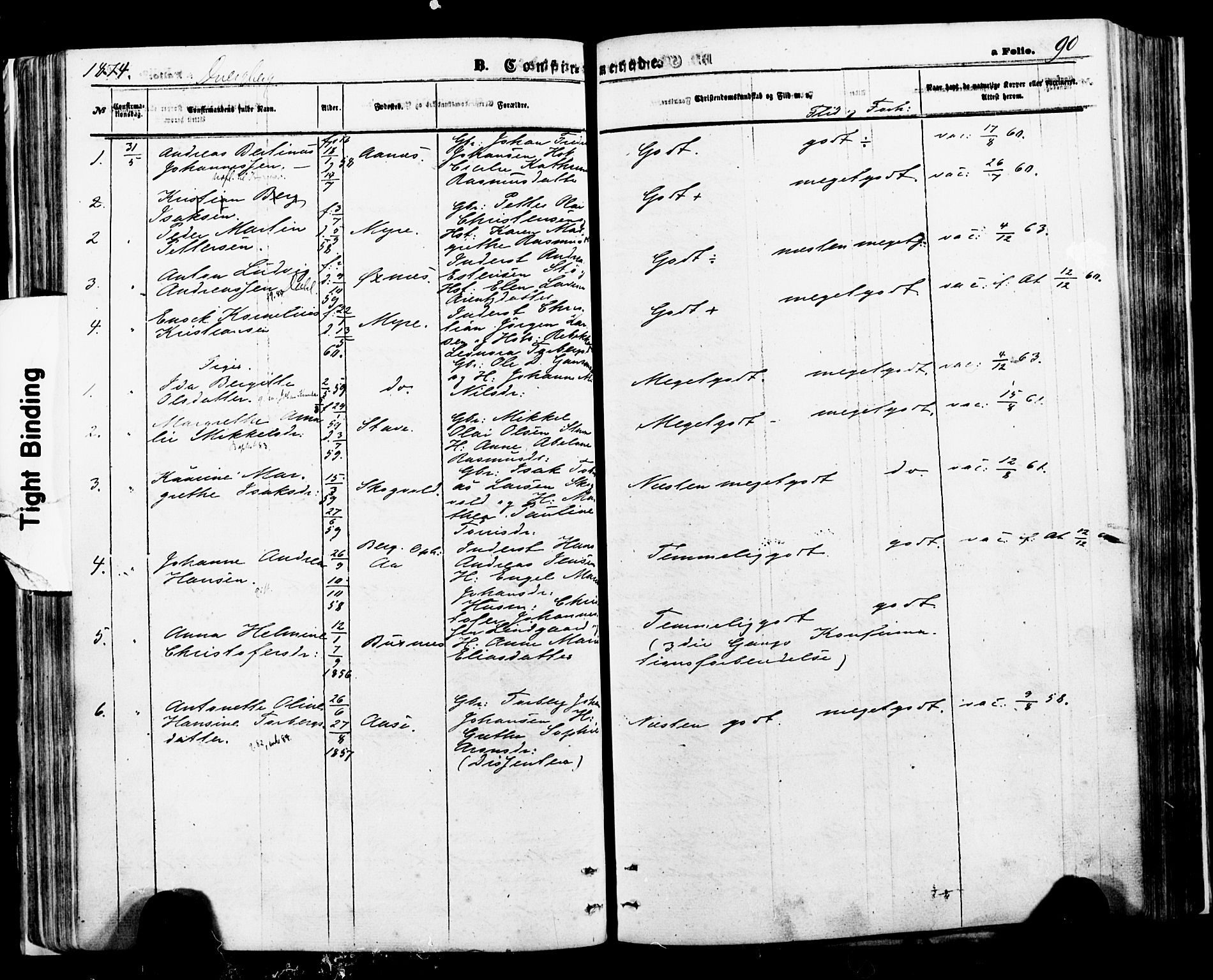 Ministerialprotokoller, klokkerbøker og fødselsregistre - Nordland, SAT/A-1459/897/L1397: Parish register (official) no. 897A05 /1, 1867-1880, p. 90