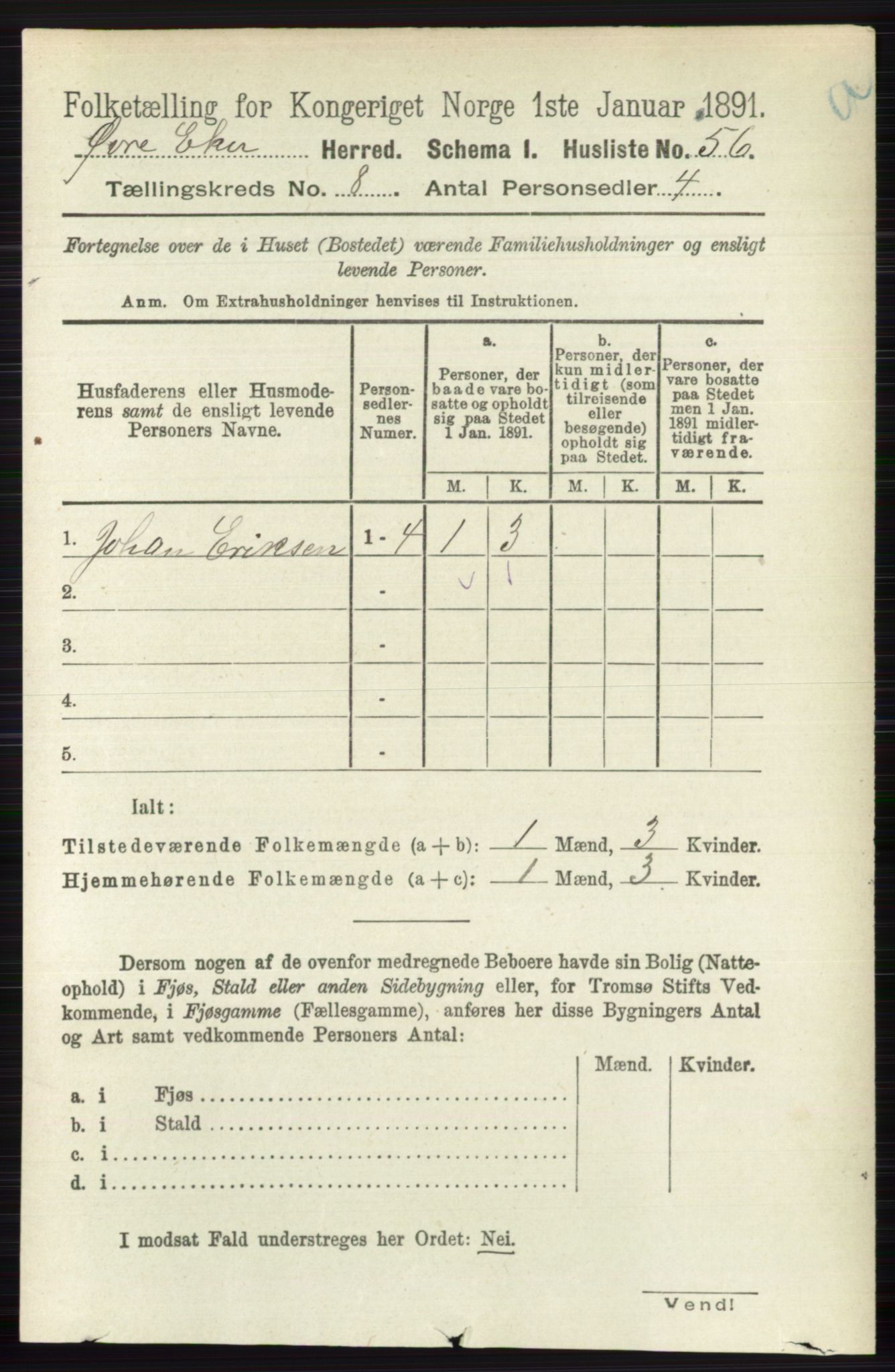 RA, 1891 census for 0624 Øvre Eiker, 1891, p. 3225