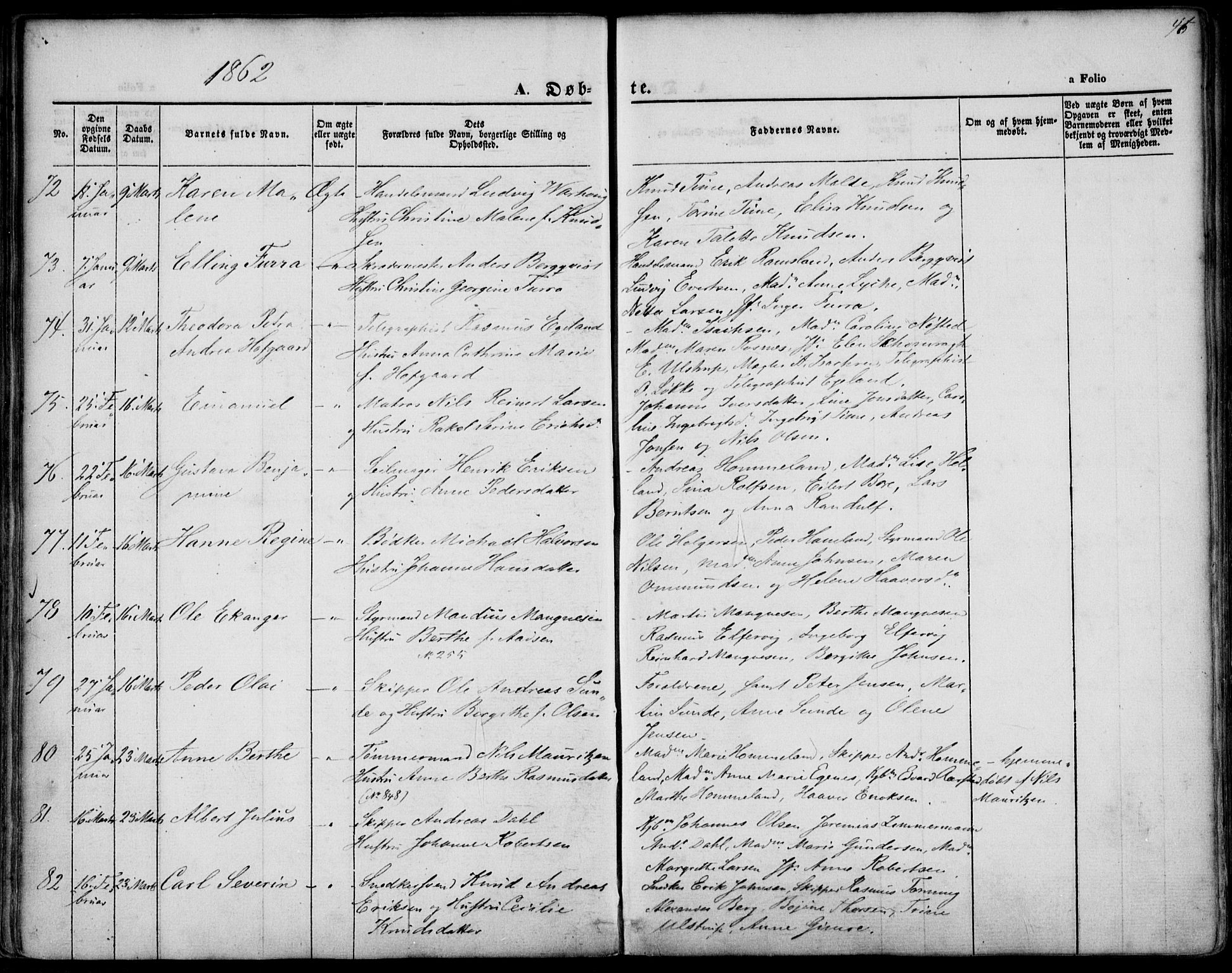 St. Petri sokneprestkontor, SAST/A-101813/001/30/30BA/L0001: Parish register (official) no. A 1, 1861-1868, p. 46