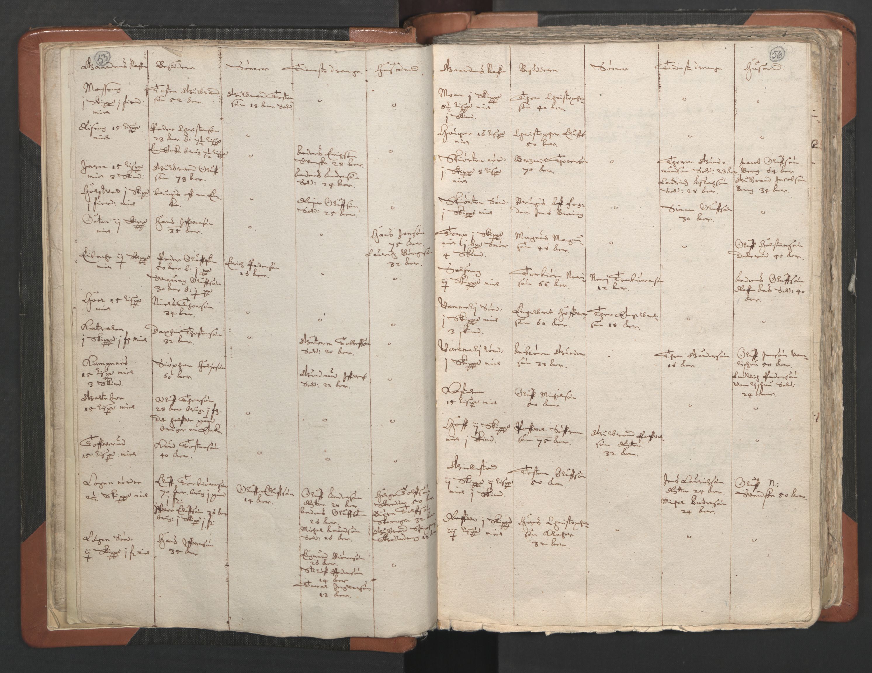 RA, Vicar's Census 1664-1666, no. 2: Øvre Borgesyssel deanery, 1664-1666, p. 55-56