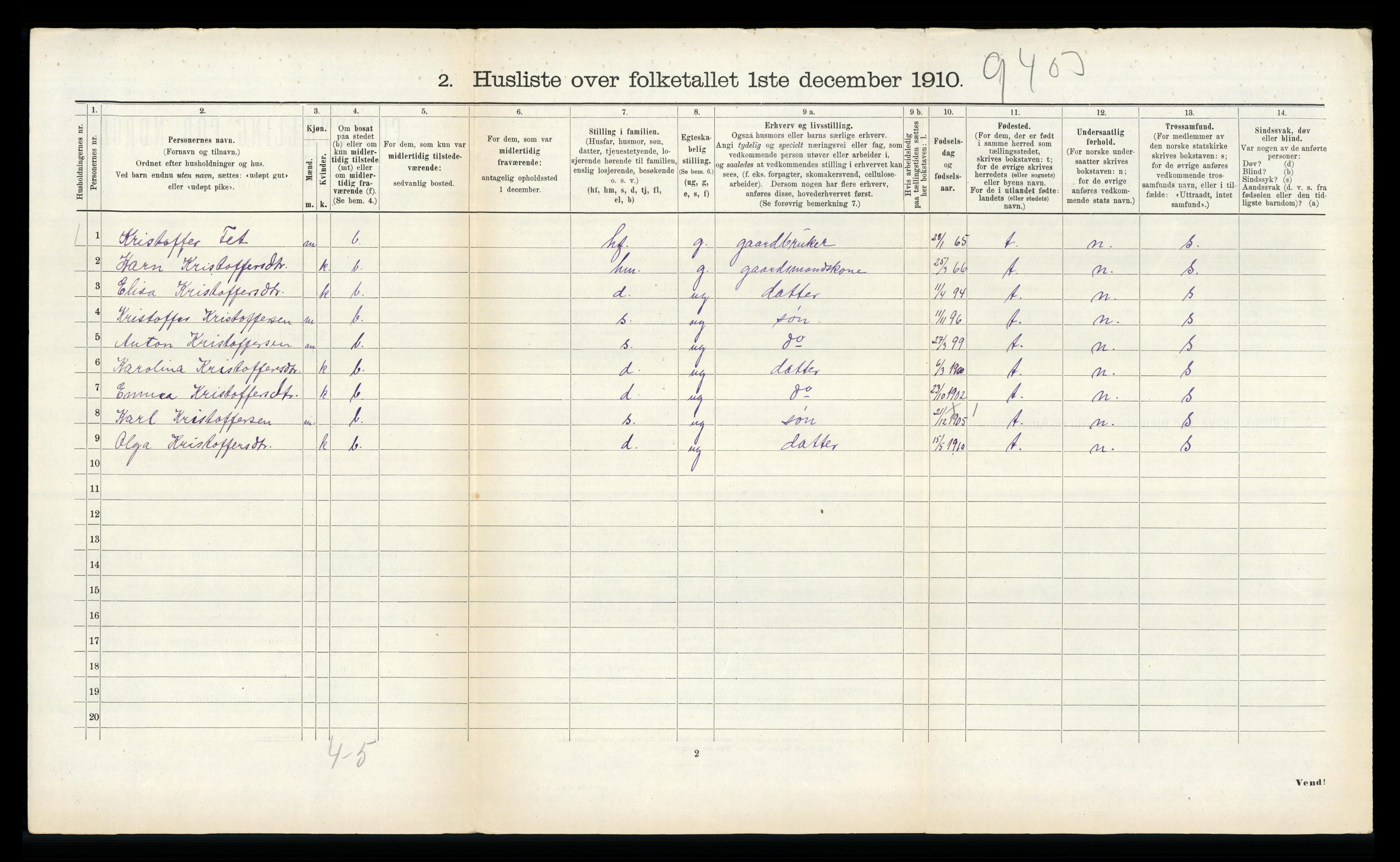 RA, 1910 census for Hafslo, 1910, p. 882