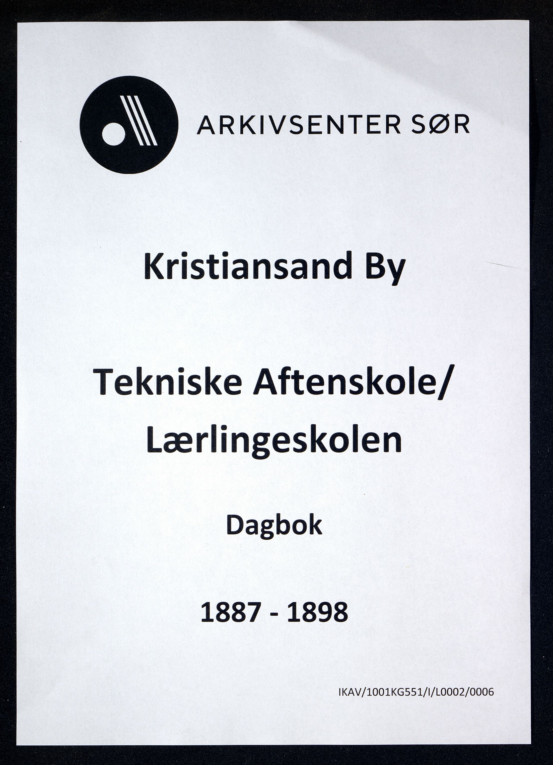 Kristiansand By - Kristiansand Tekniske Aftenskole/Lærlingeskolen, ARKSOR/1001KG551/I/L0002/0006: Dagbøker / Dagbok, 1887-1898