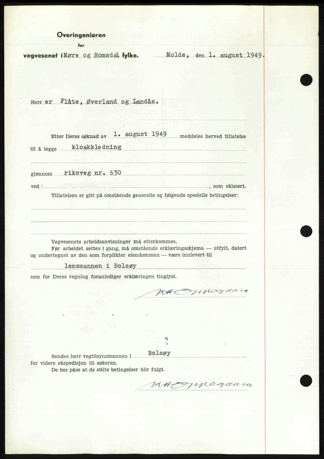 Romsdal sorenskriveri, AV/SAT-A-4149/1/2/2C: Mortgage book no. A30, 1949-1949, Diary no: : 2134/1949