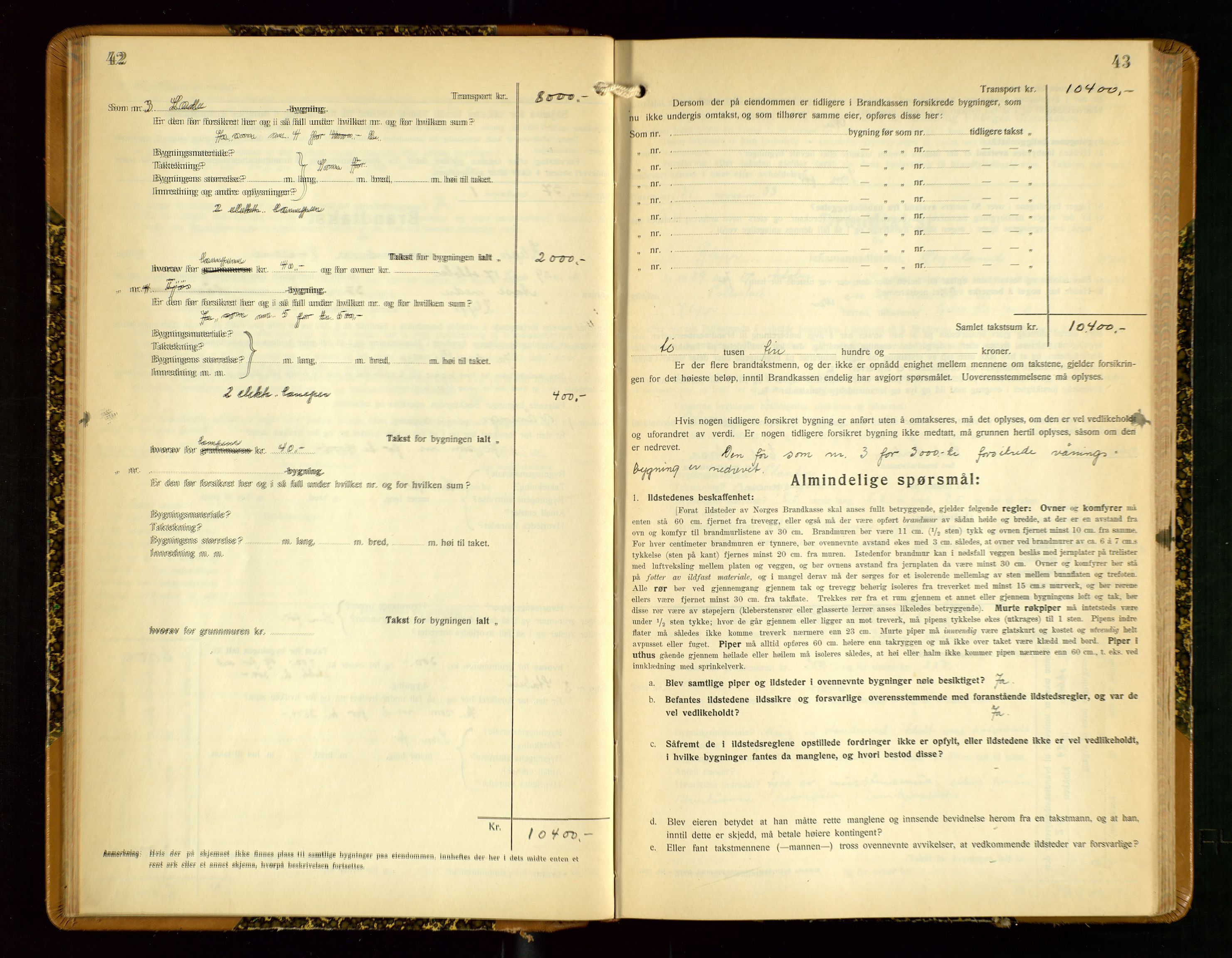Klepp lensmannskontor, AV/SAST-A-100163/Goc/L0012: "Brandtakstprotokoll" m/register, 1929-1933, p. 42-43