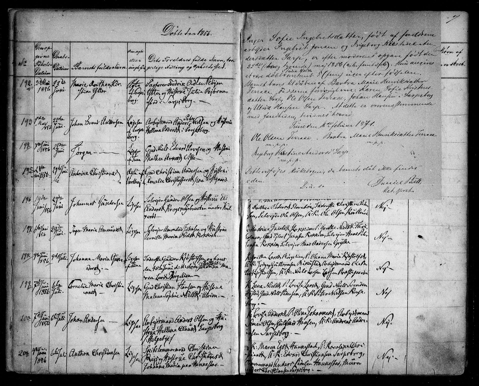 Tune prestekontor Kirkebøker, SAO/A-2007/F/Fa/L0012: Parish register (official) no. 12, 1856-1859, p. 7