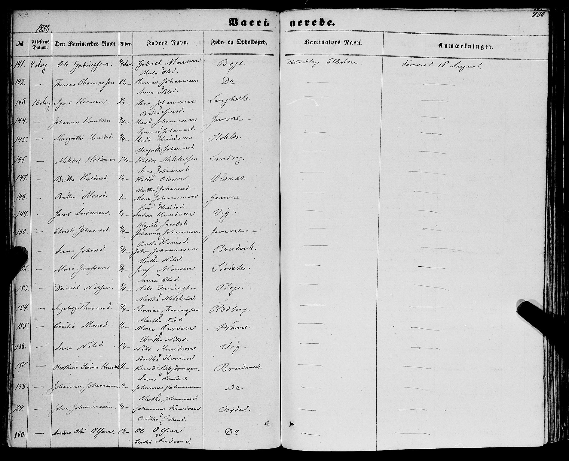 Haus sokneprestembete, AV/SAB-A-75601/H/Haa: Parish register (official) no. A 17, 1858-1870, p. 430