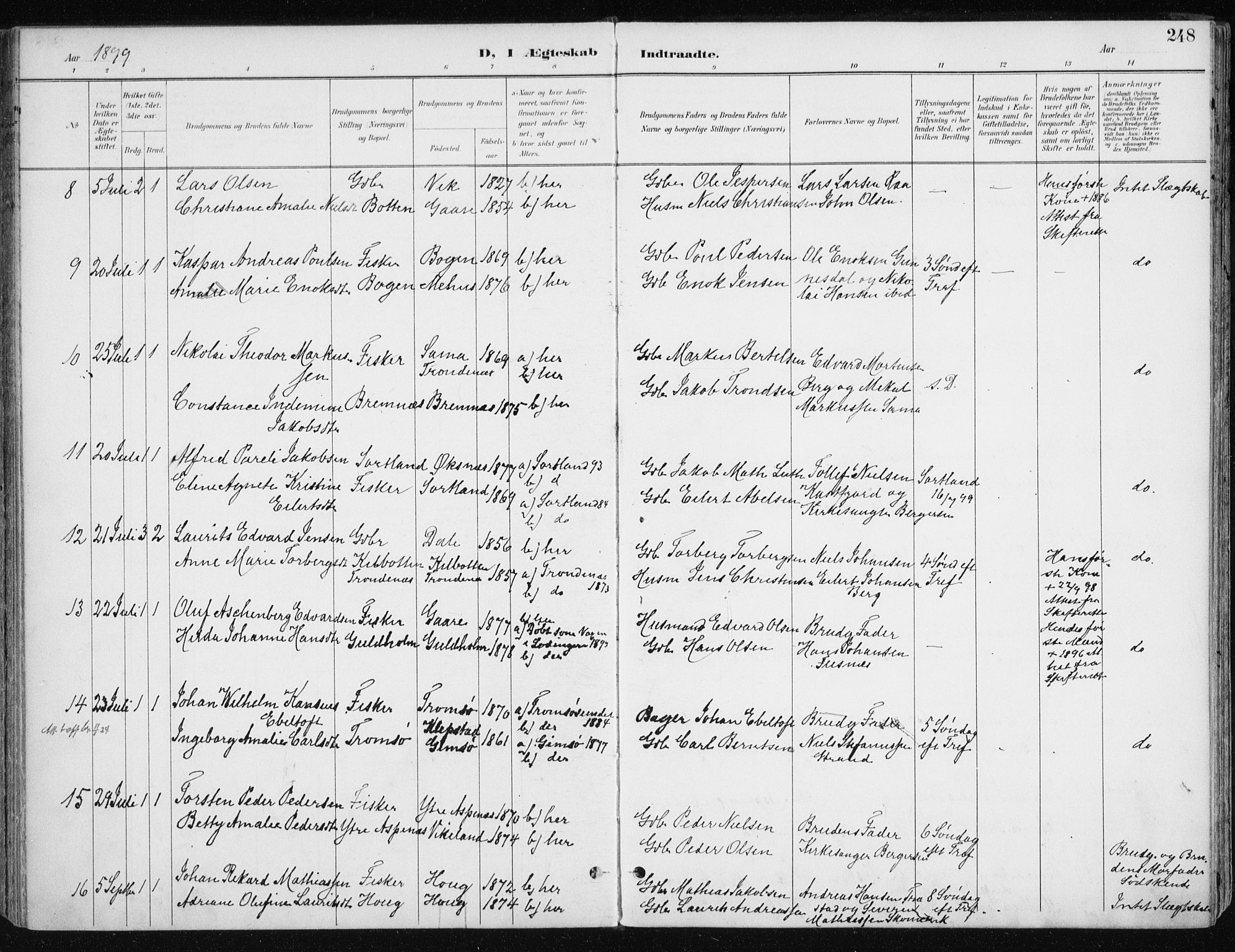 Kvæfjord sokneprestkontor, SATØ/S-1323/G/Ga/Gaa/L0006kirke: Parish register (official) no. 6, 1895-1914, p. 248