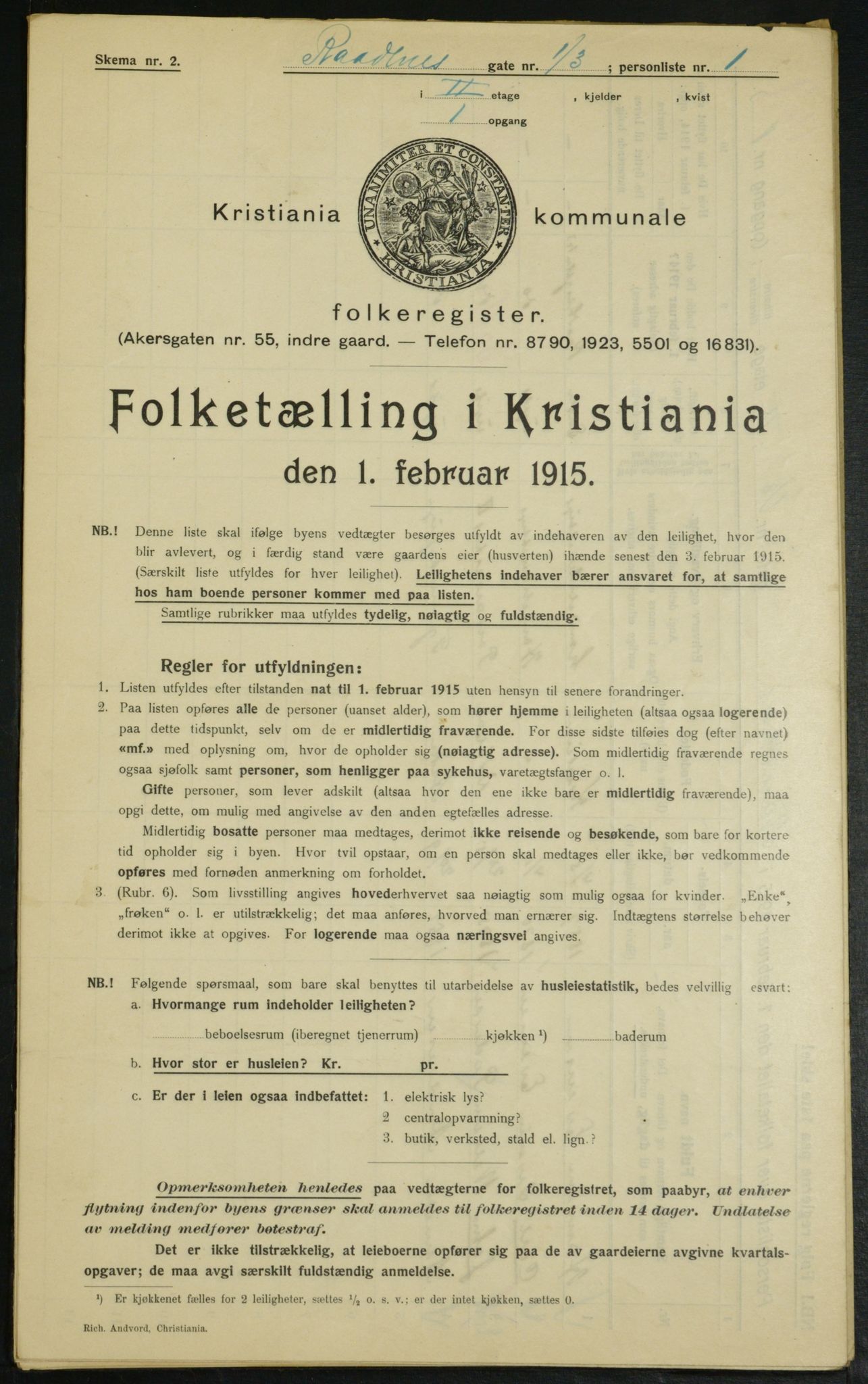 OBA, Municipal Census 1915 for Kristiania, 1915, p. 85780