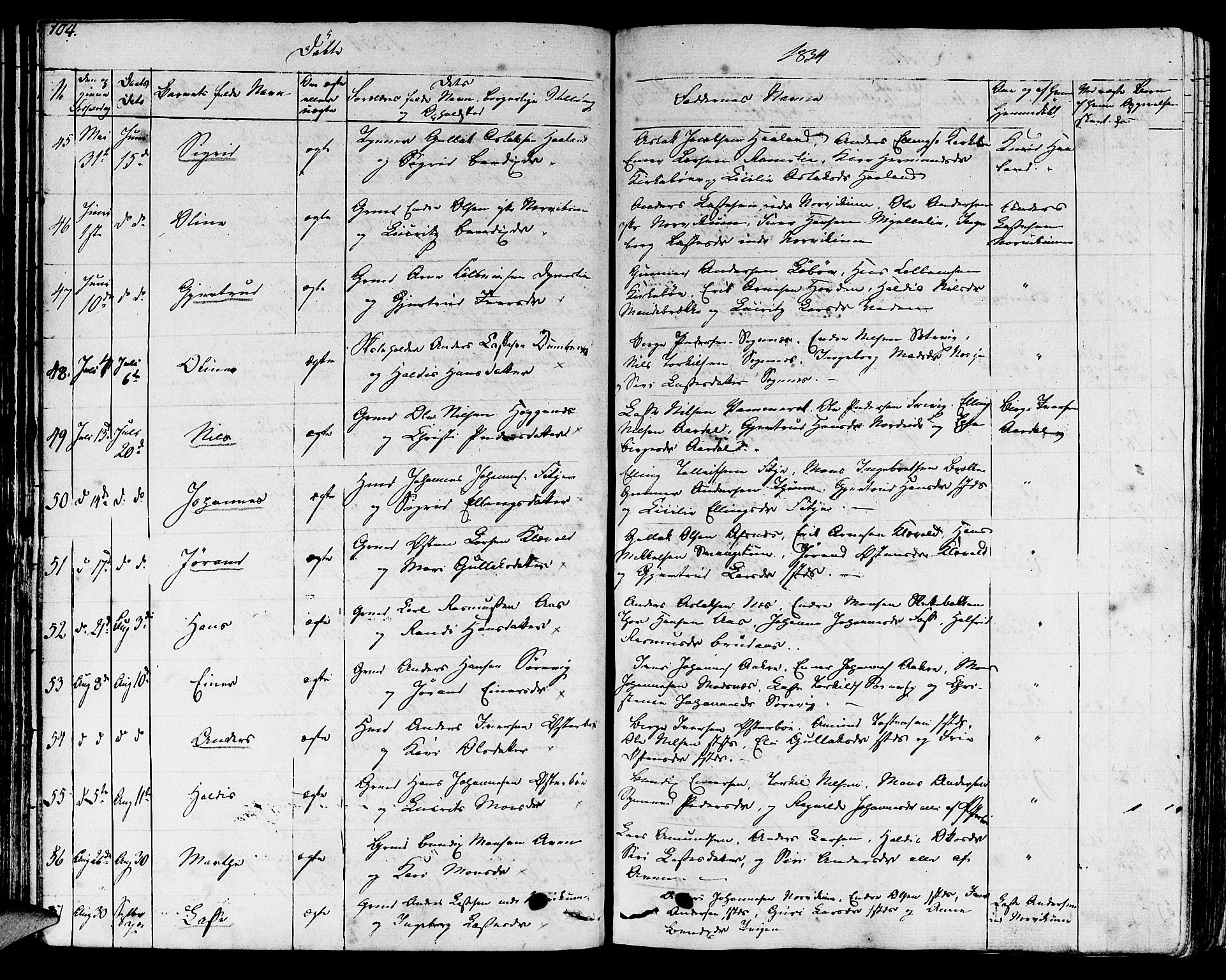 Lavik sokneprestembete, AV/SAB-A-80901: Parish register (official) no. A 2I, 1821-1842, p. 104