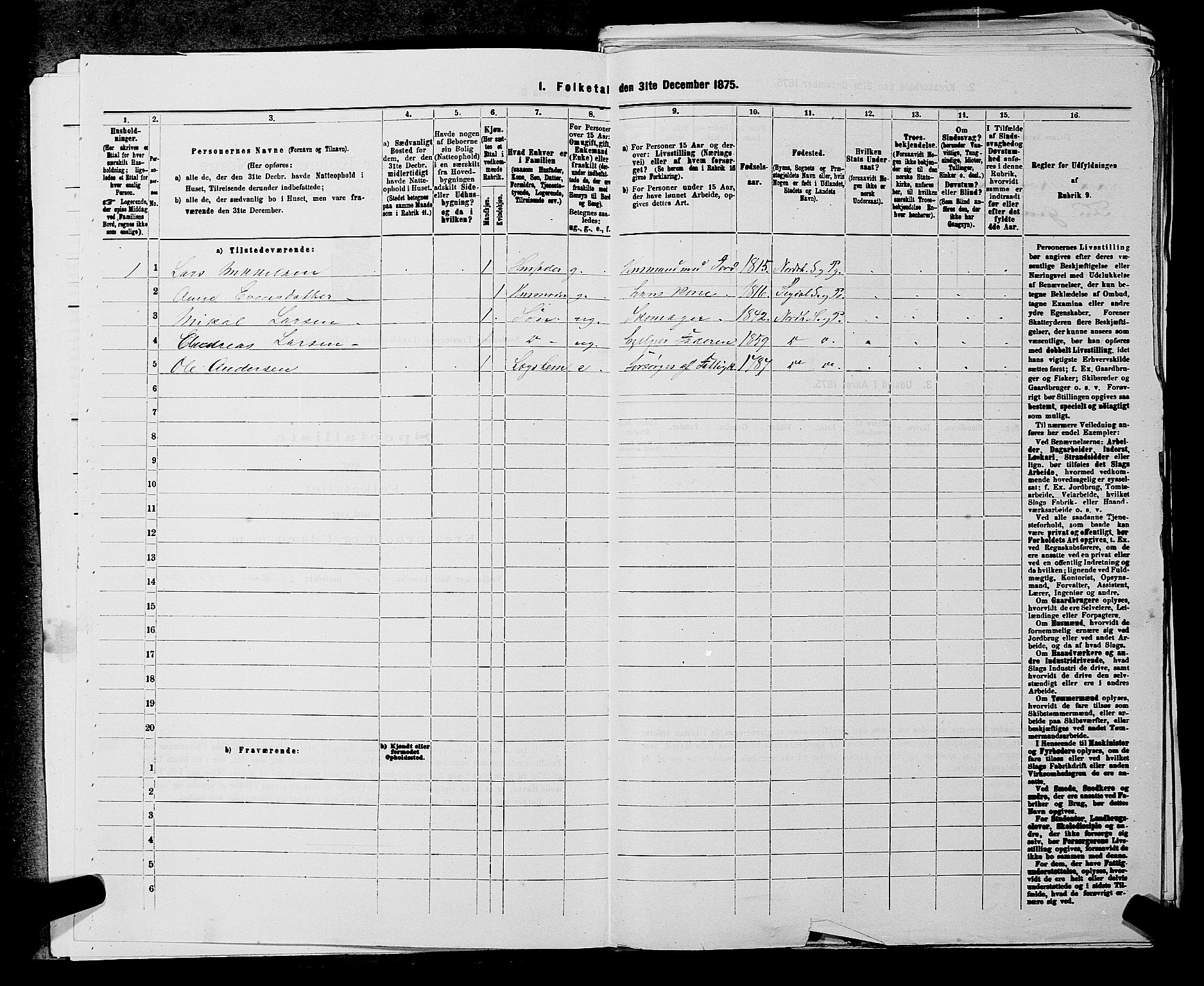 SAKO, 1875 census for 0613L Norderhov/Norderhov, Haug og Lunder, 1875, p. 292