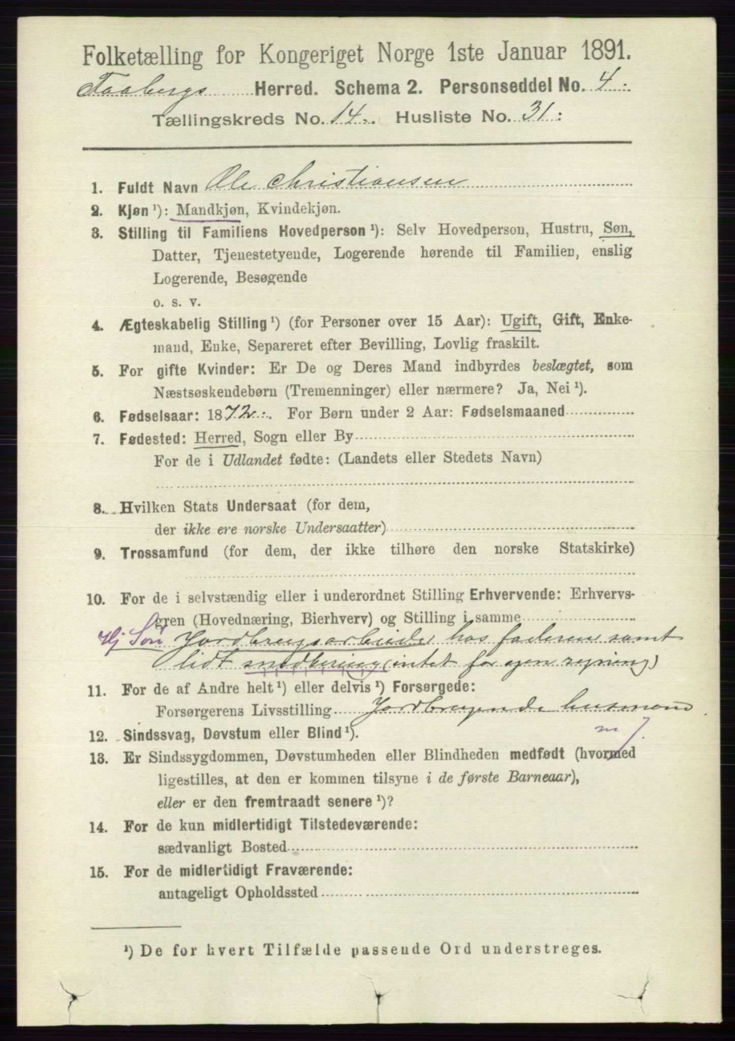 RA, 1891 census for 0524 Fåberg, 1891, p. 5817