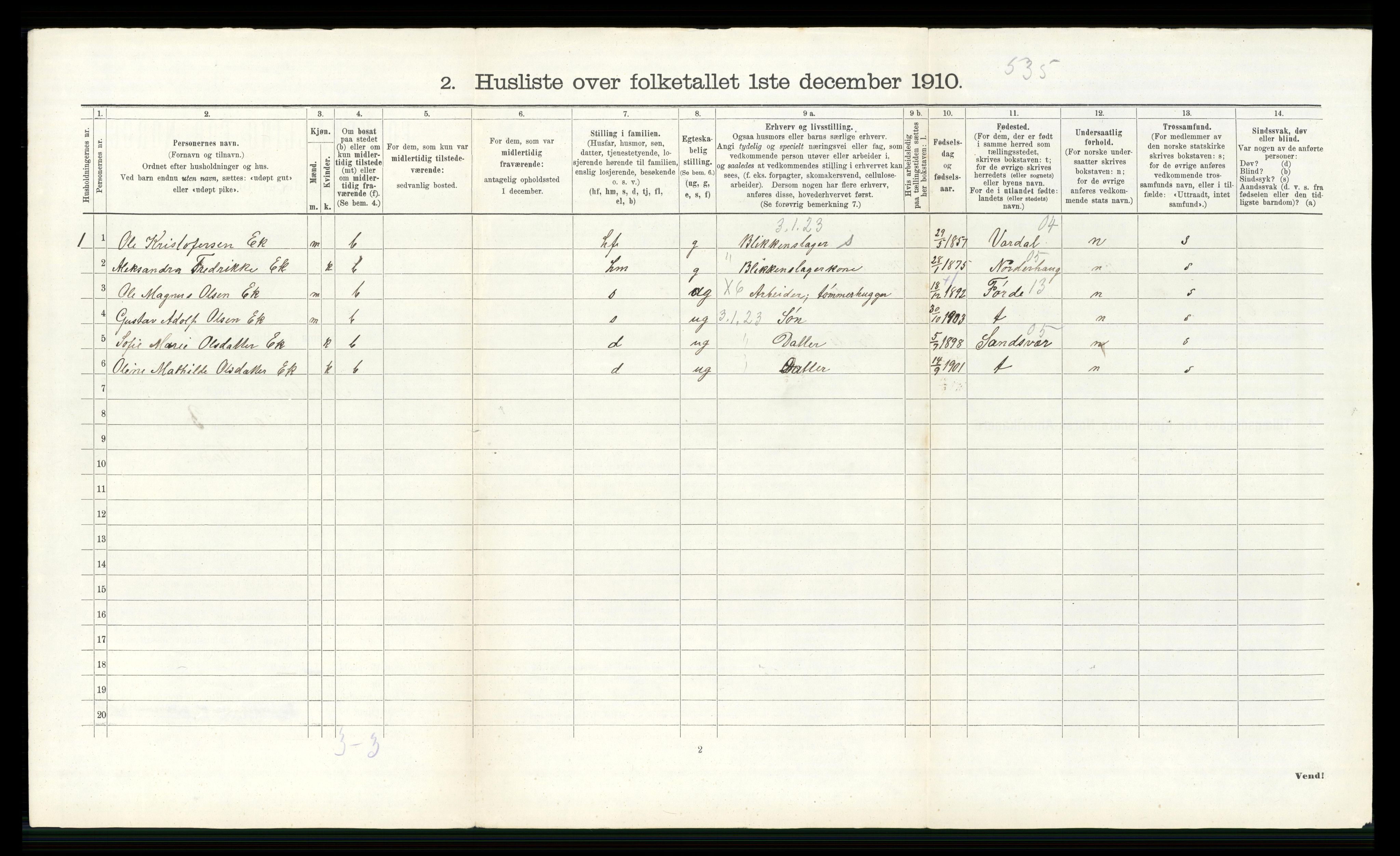 RA, 1910 census for Modum, 1910, p. 339