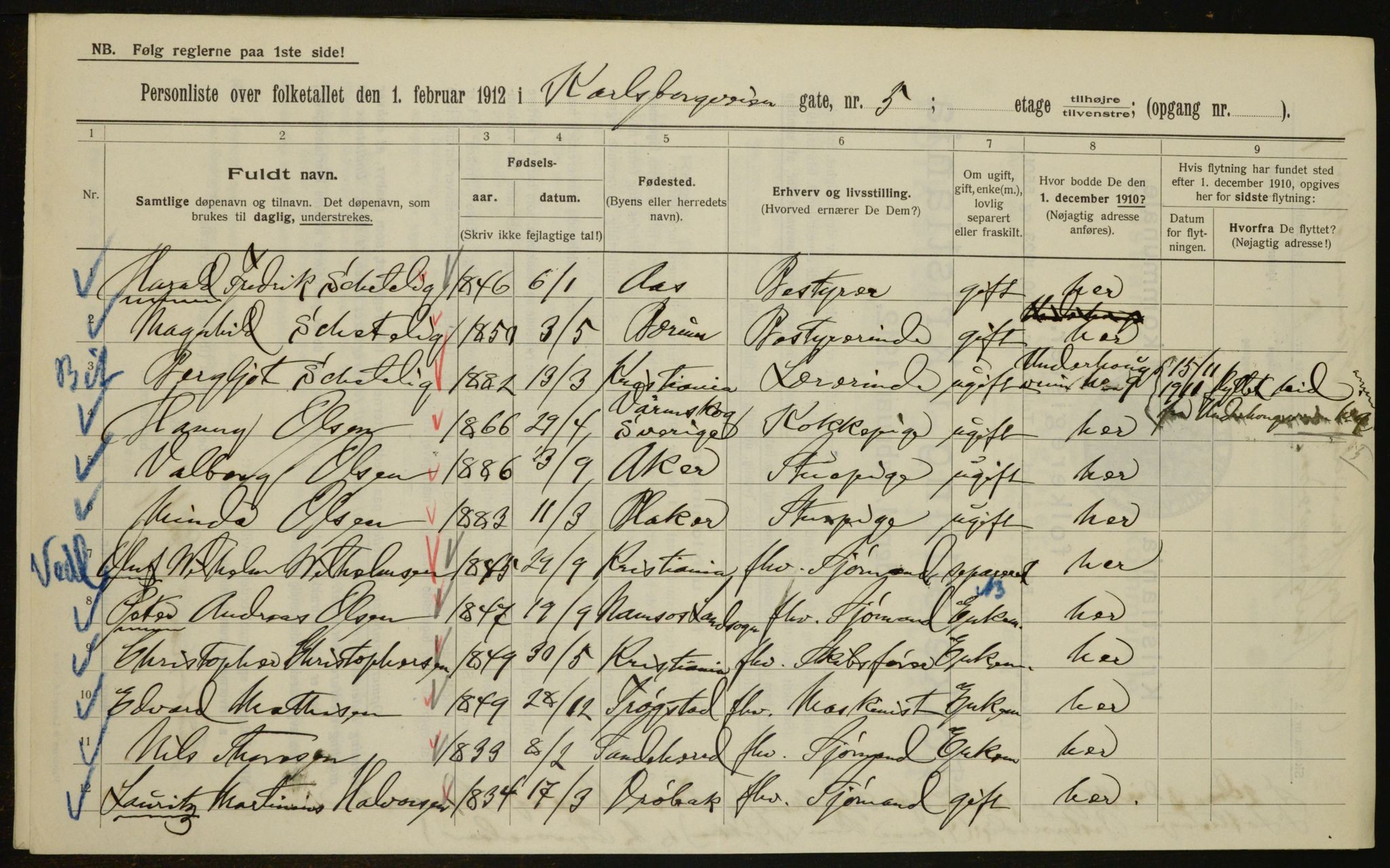 OBA, Municipal Census 1912 for Kristiania, 1912, p. 49267