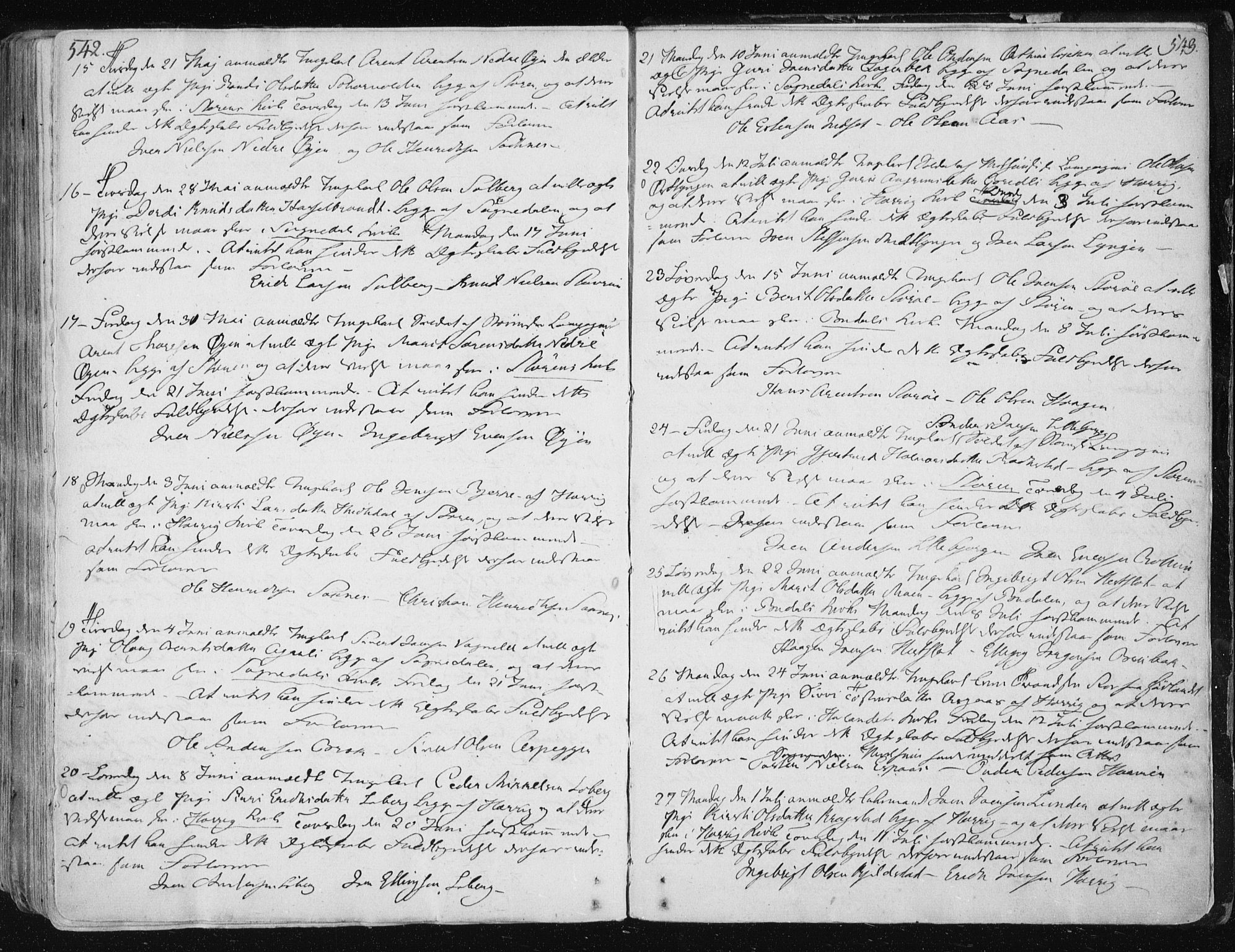 Ministerialprotokoller, klokkerbøker og fødselsregistre - Sør-Trøndelag, SAT/A-1456/687/L0992: Parish register (official) no. 687A03 /1, 1788-1815, p. 542-543