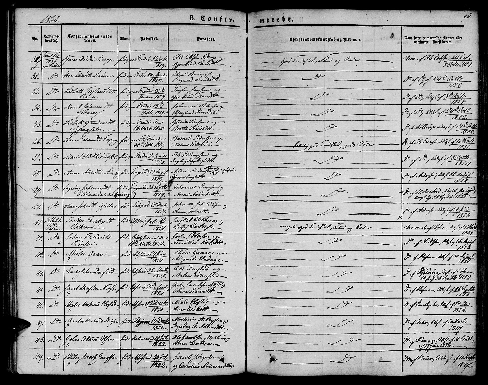 Ministerialprotokoller, klokkerbøker og fødselsregistre - Møre og Romsdal, AV/SAT-A-1454/572/L0843: Parish register (official) no. 572A06, 1832-1842, p. 211