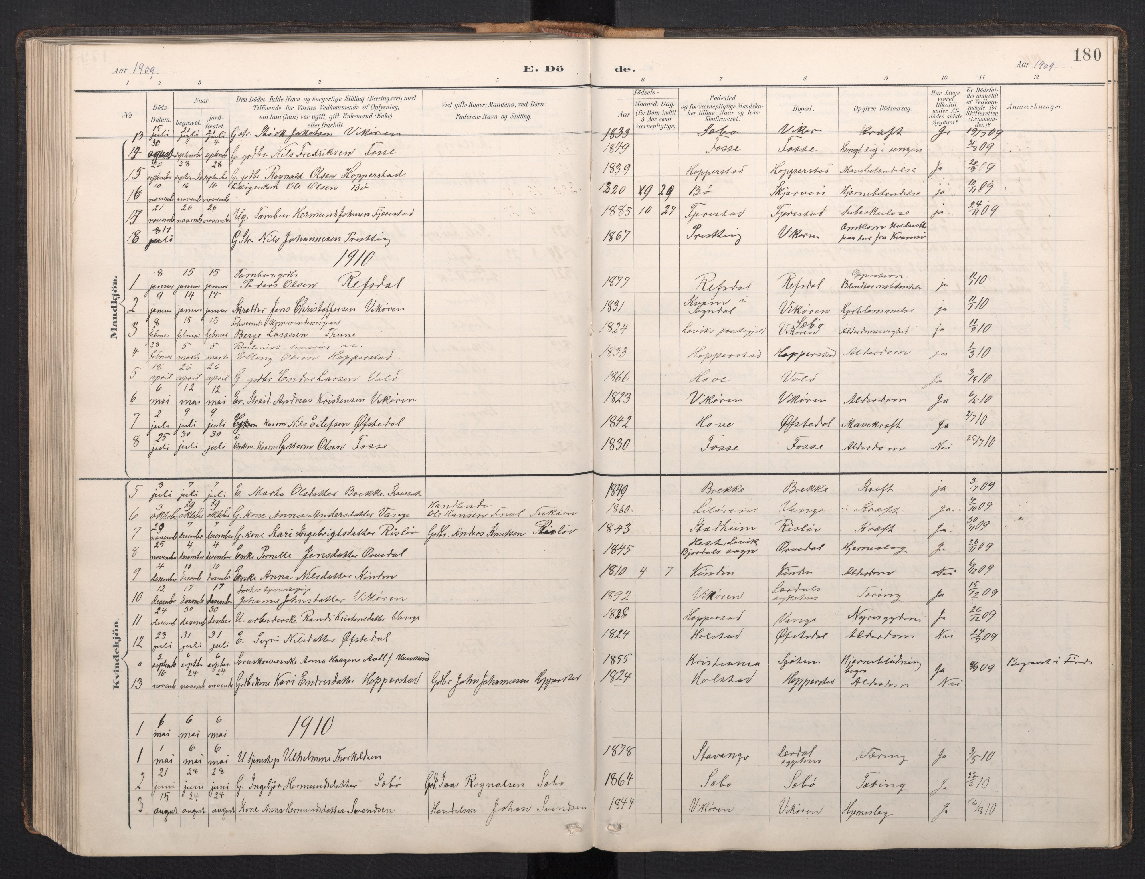 Vik sokneprestembete, AV/SAB-A-81501/H/Hab/Haba/L0004: Parish register (copy) no. A 4, 1895-1914, p. 179b-180a