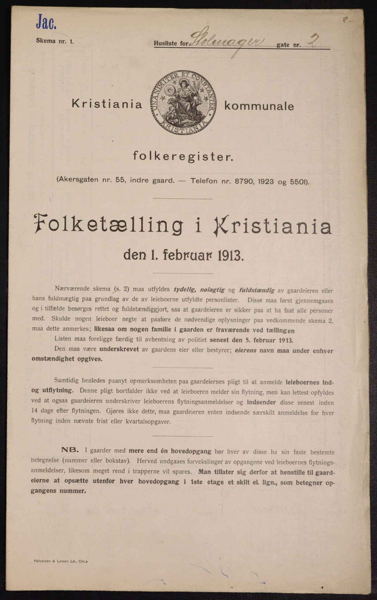 OBA, Municipal Census 1913 for Kristiania, 1913, p. 102664