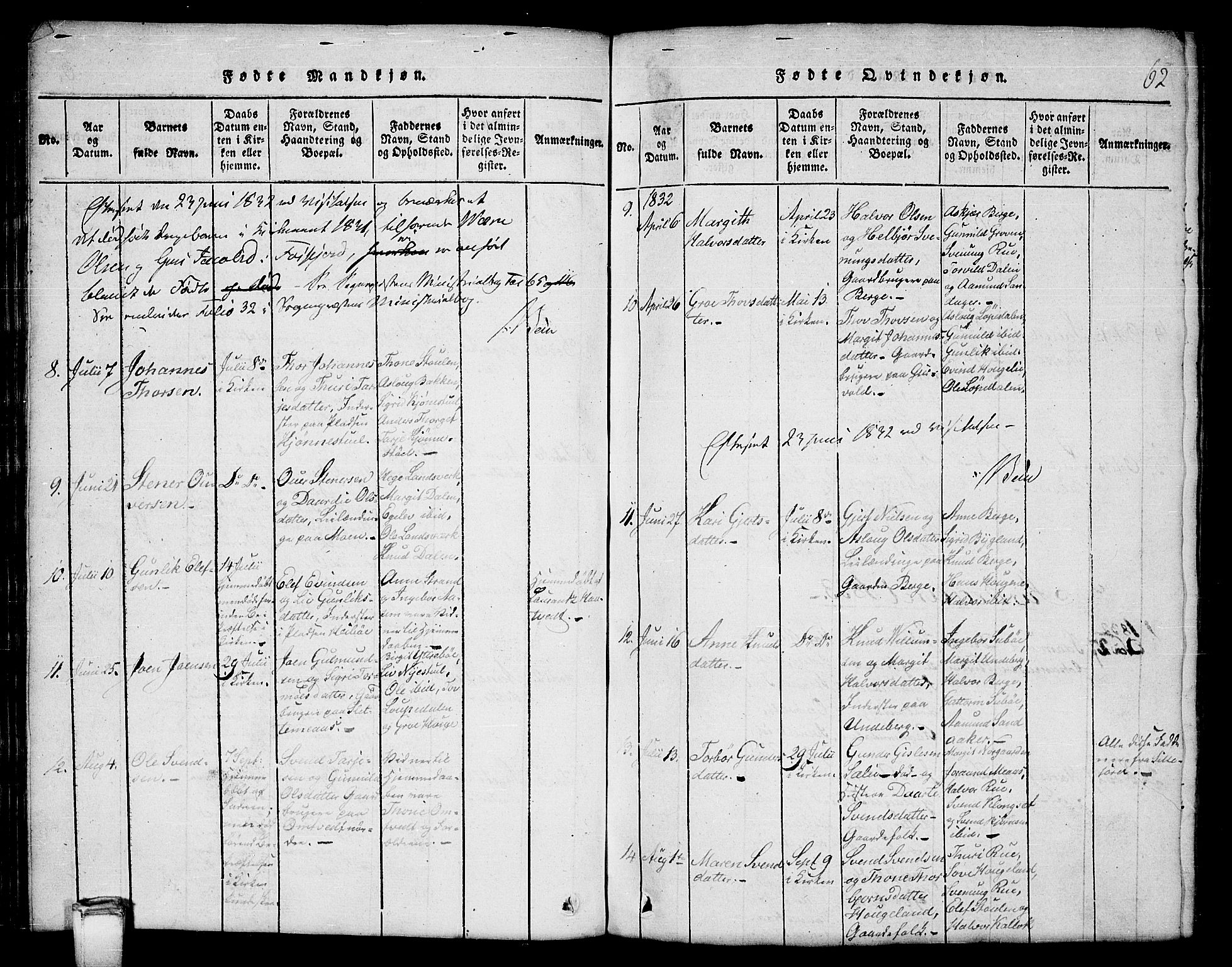 Kviteseid kirkebøker, SAKO/A-276/G/Gb/L0001: Parish register (copy) no. II 1, 1815-1842, p. 62