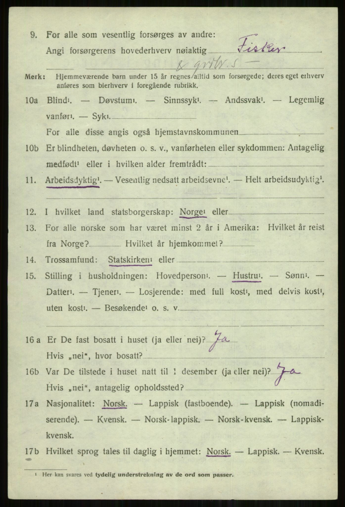 SATØ, 1920 census for Skjervøy, 1920, p. 1494