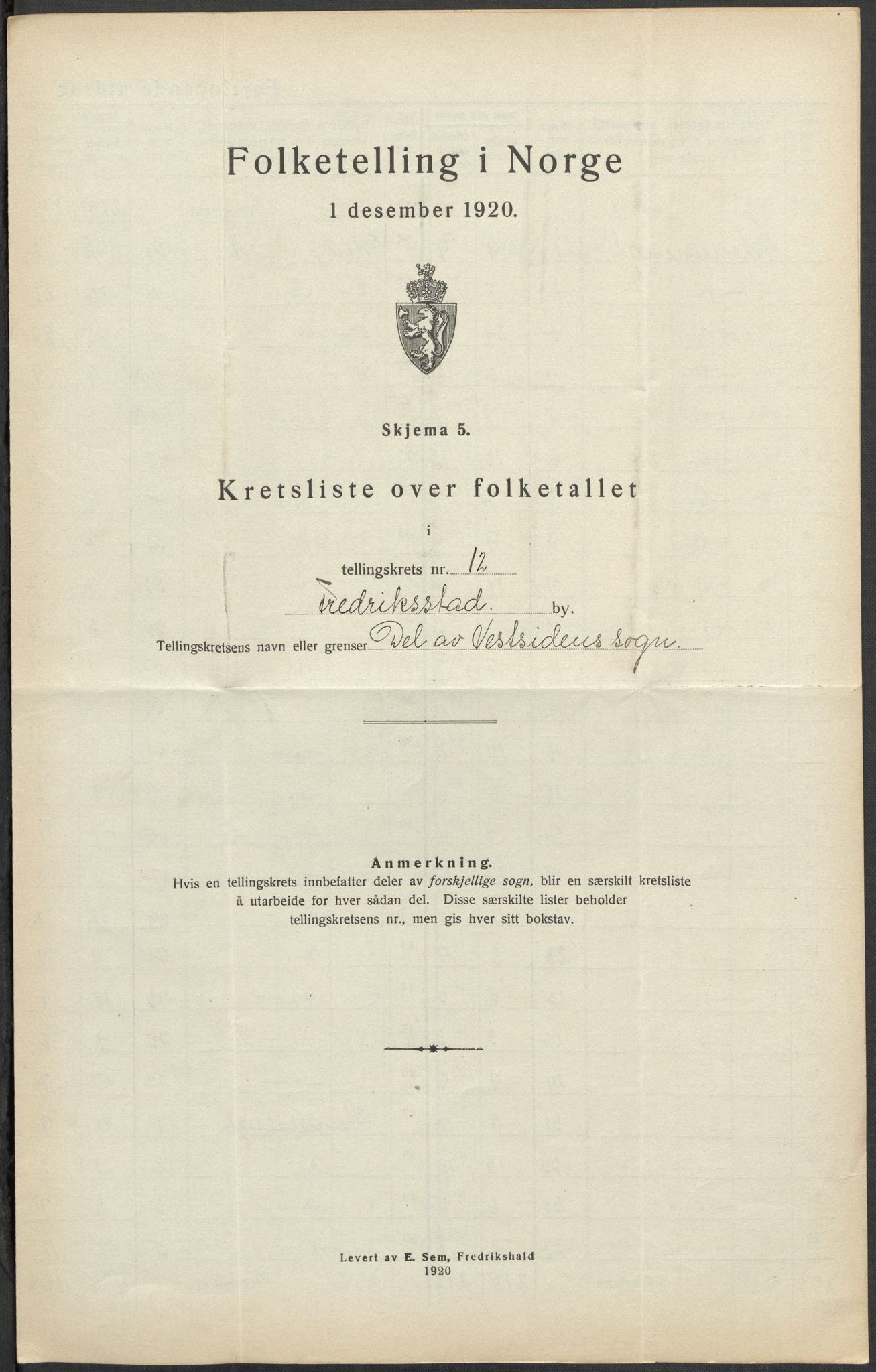 SAO, 1920 census for Fredrikstad, 1920, p. 38