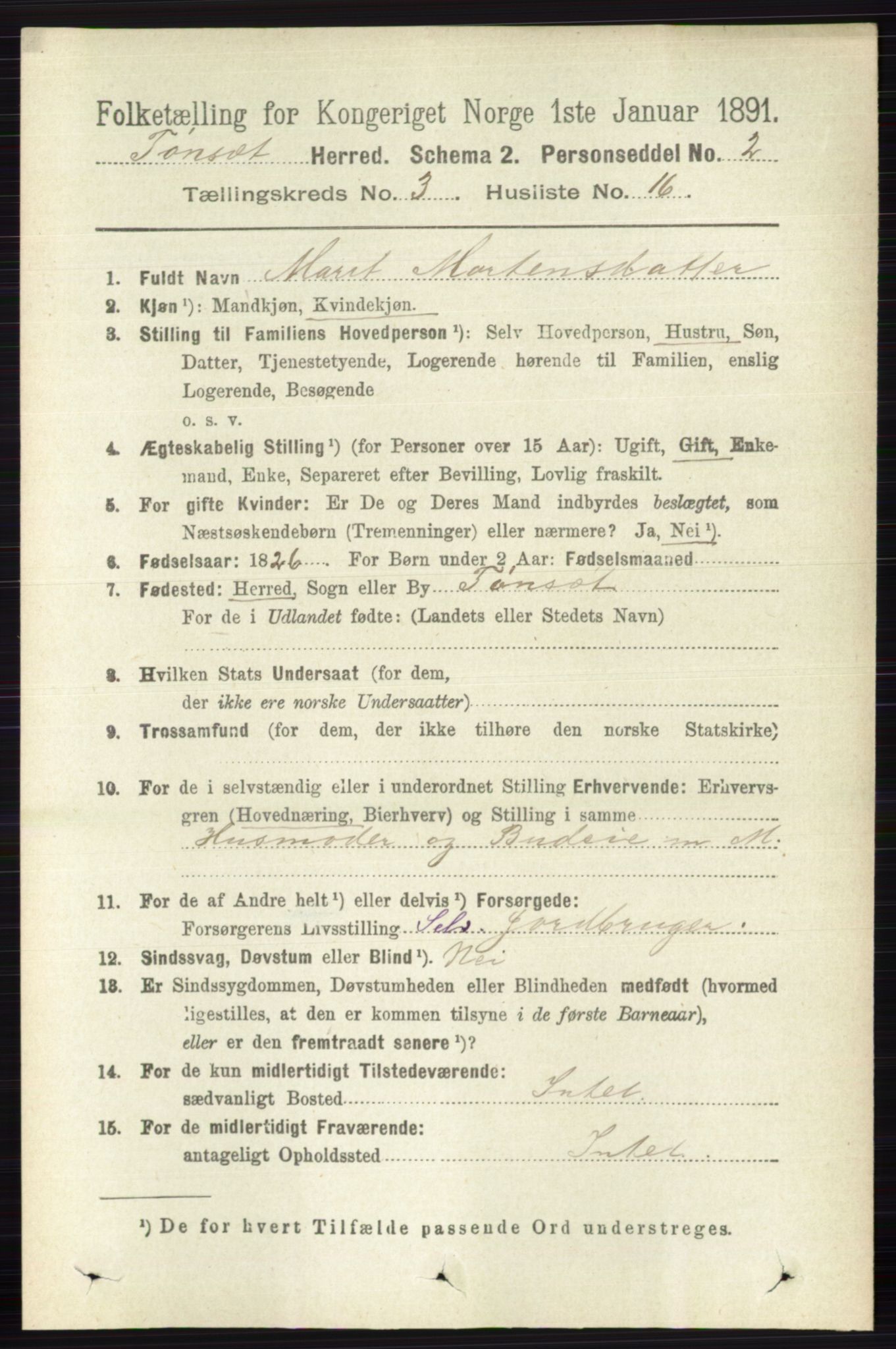 RA, 1891 census for 0437 Tynset, 1891, p. 643