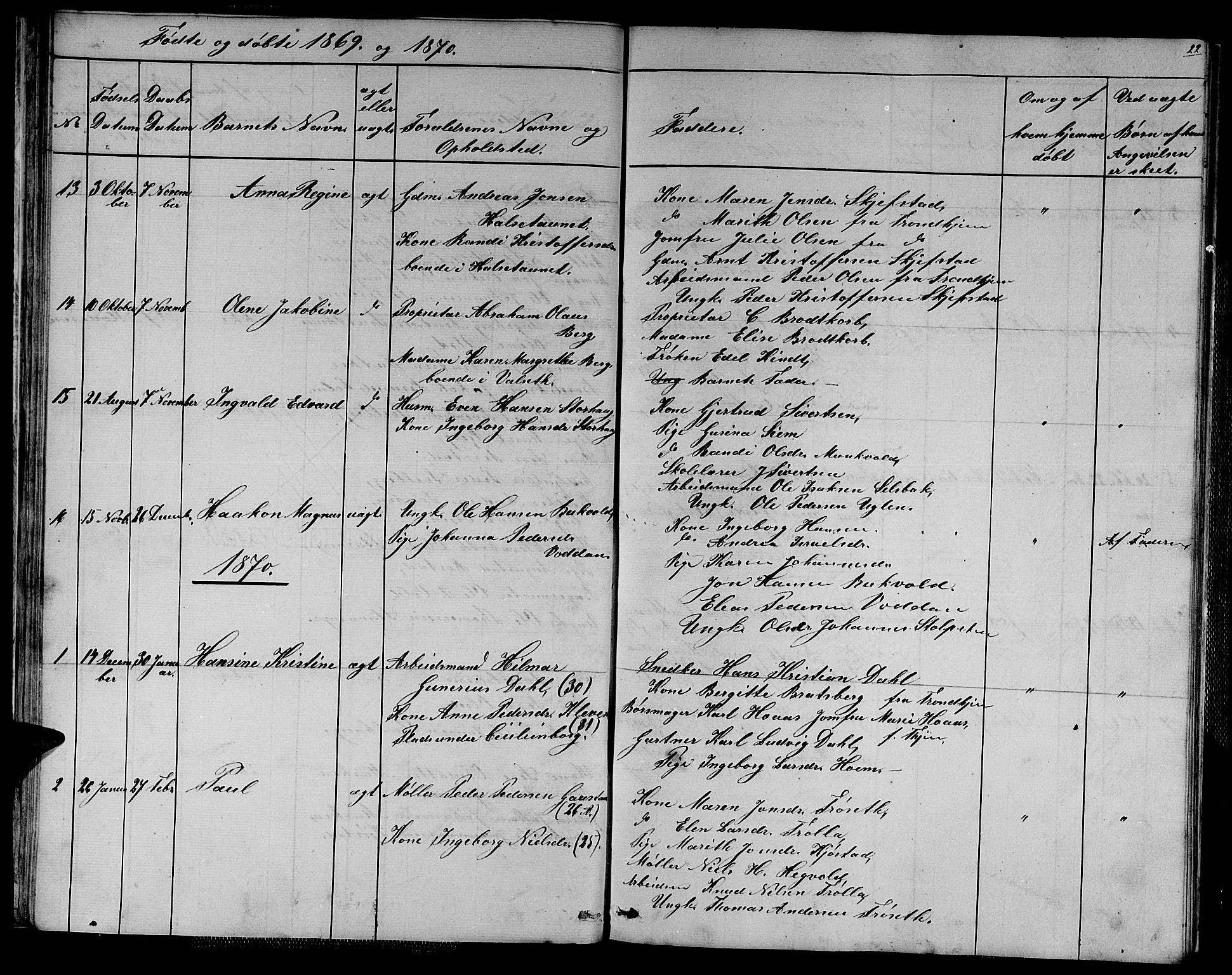 Ministerialprotokoller, klokkerbøker og fødselsregistre - Sør-Trøndelag, SAT/A-1456/611/L0353: Parish register (copy) no. 611C01, 1854-1881, p. 22